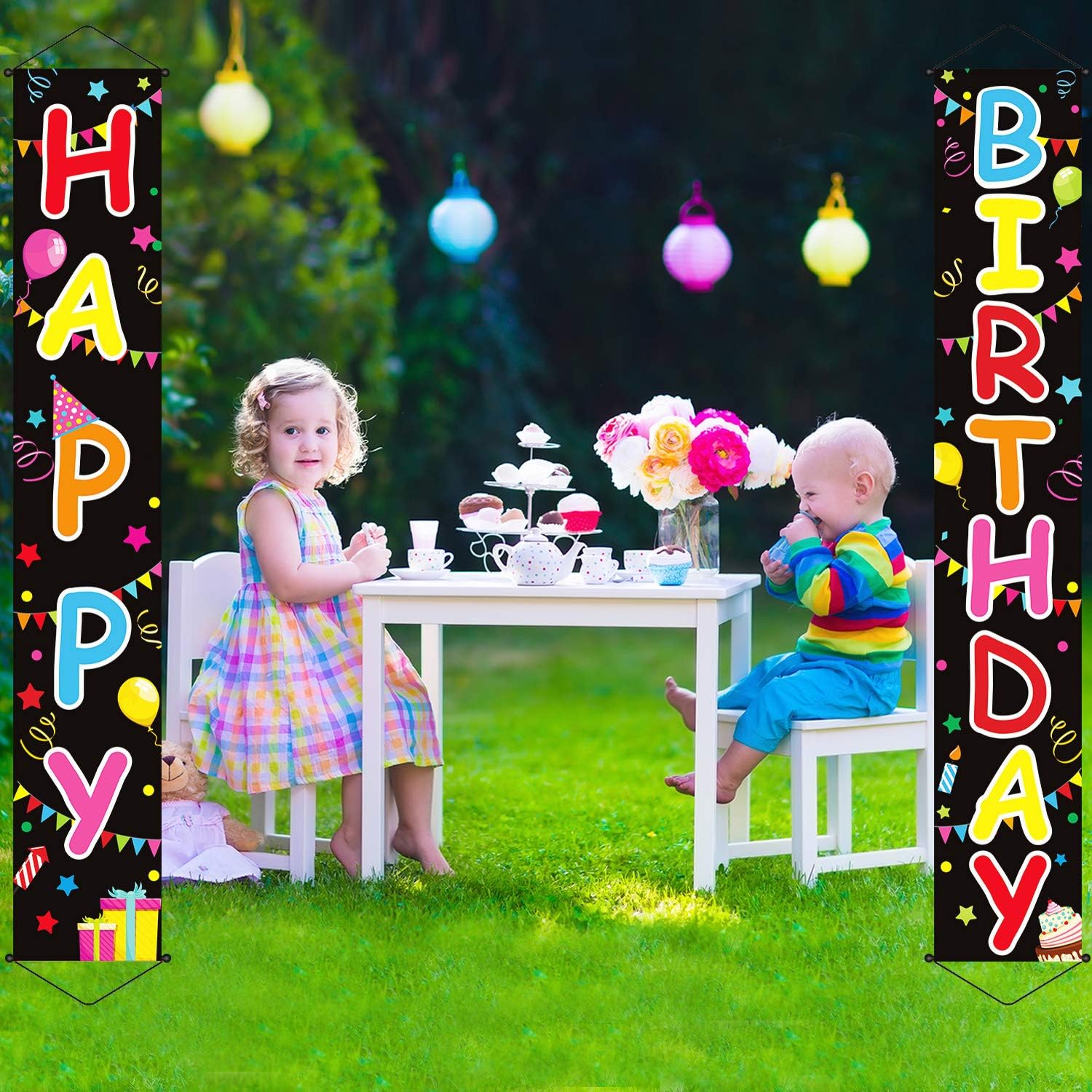 Tatuo Colorful Happy Birthday Door Banner Set