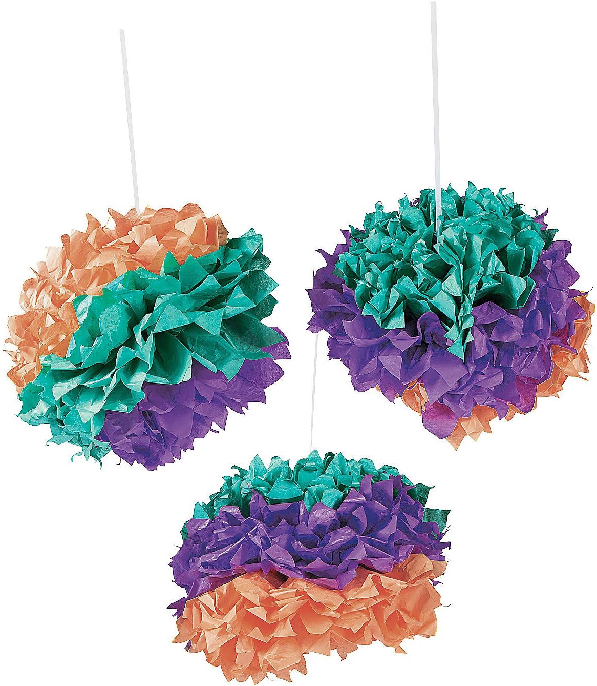 Fun Express Party Gras Tissue Pom Pom Set 6 Pieces