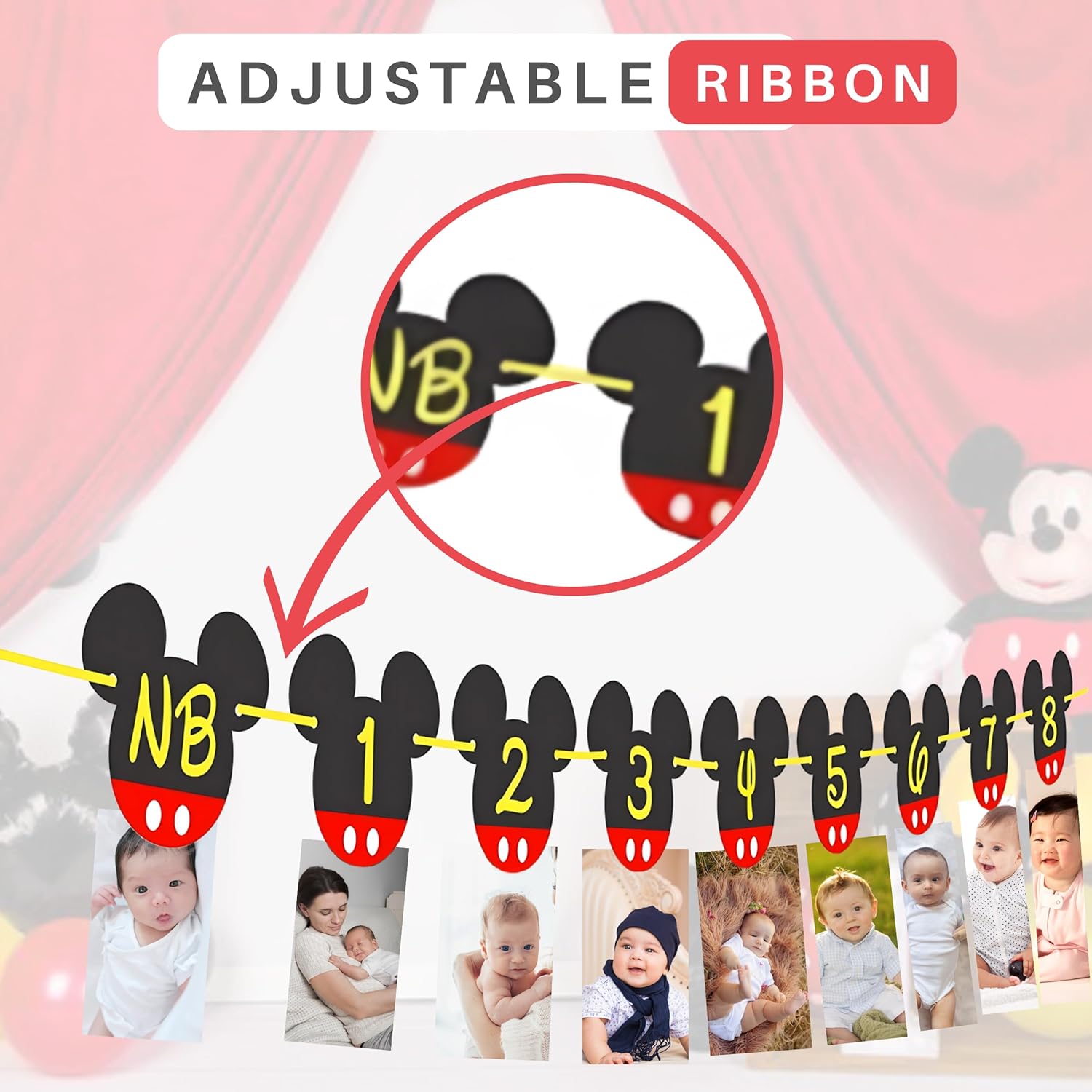 Mickey Mouse 1st Birthday Photo Banner Decor