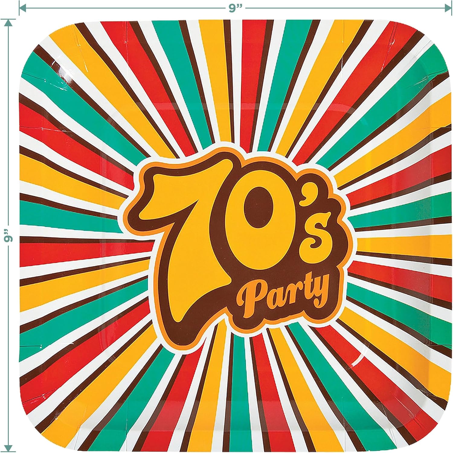 70s Decades Party Supplies - Funky Stripe Plates and Napkins Set