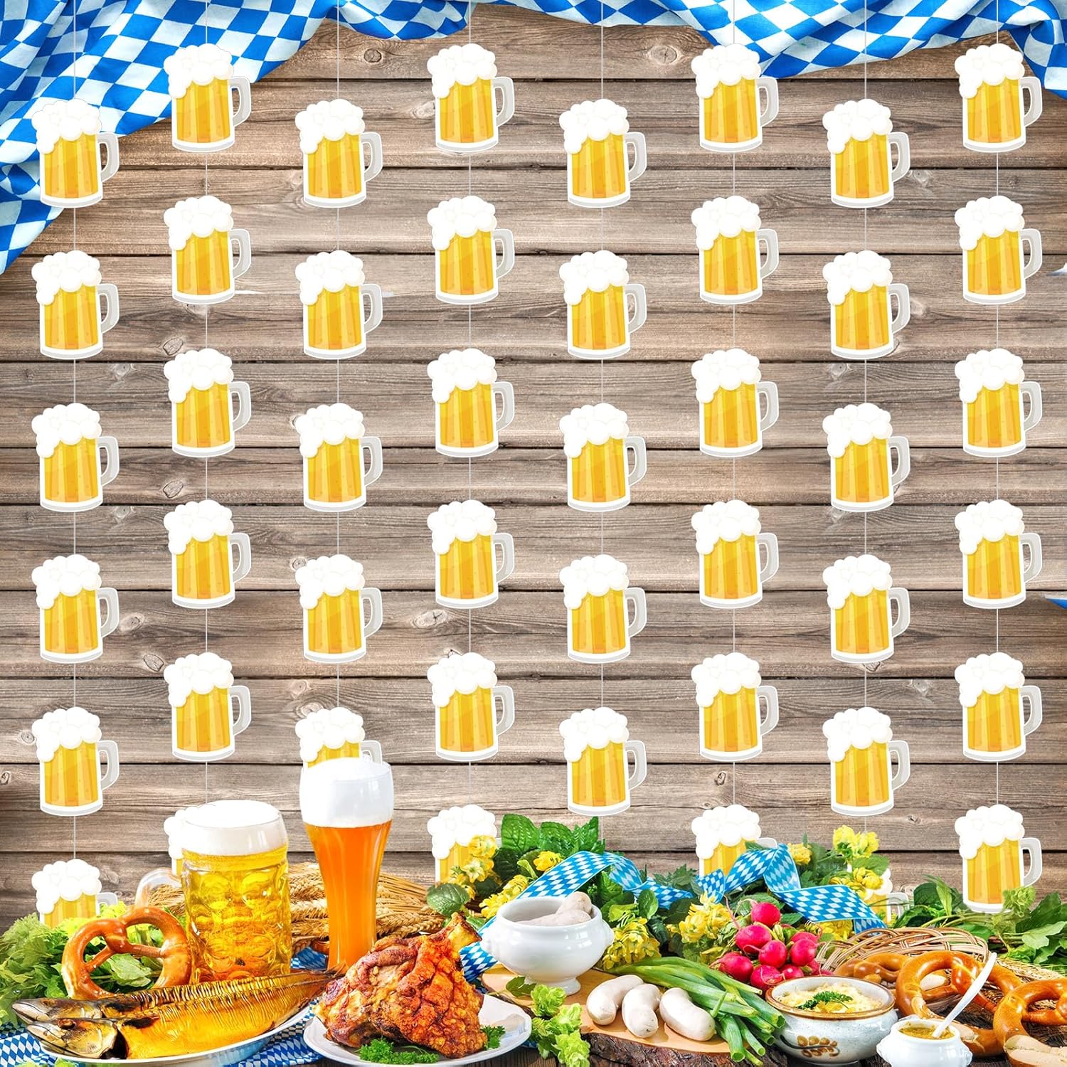 Pajean 8 Pcs Beer Mug Garland Banners for Parties