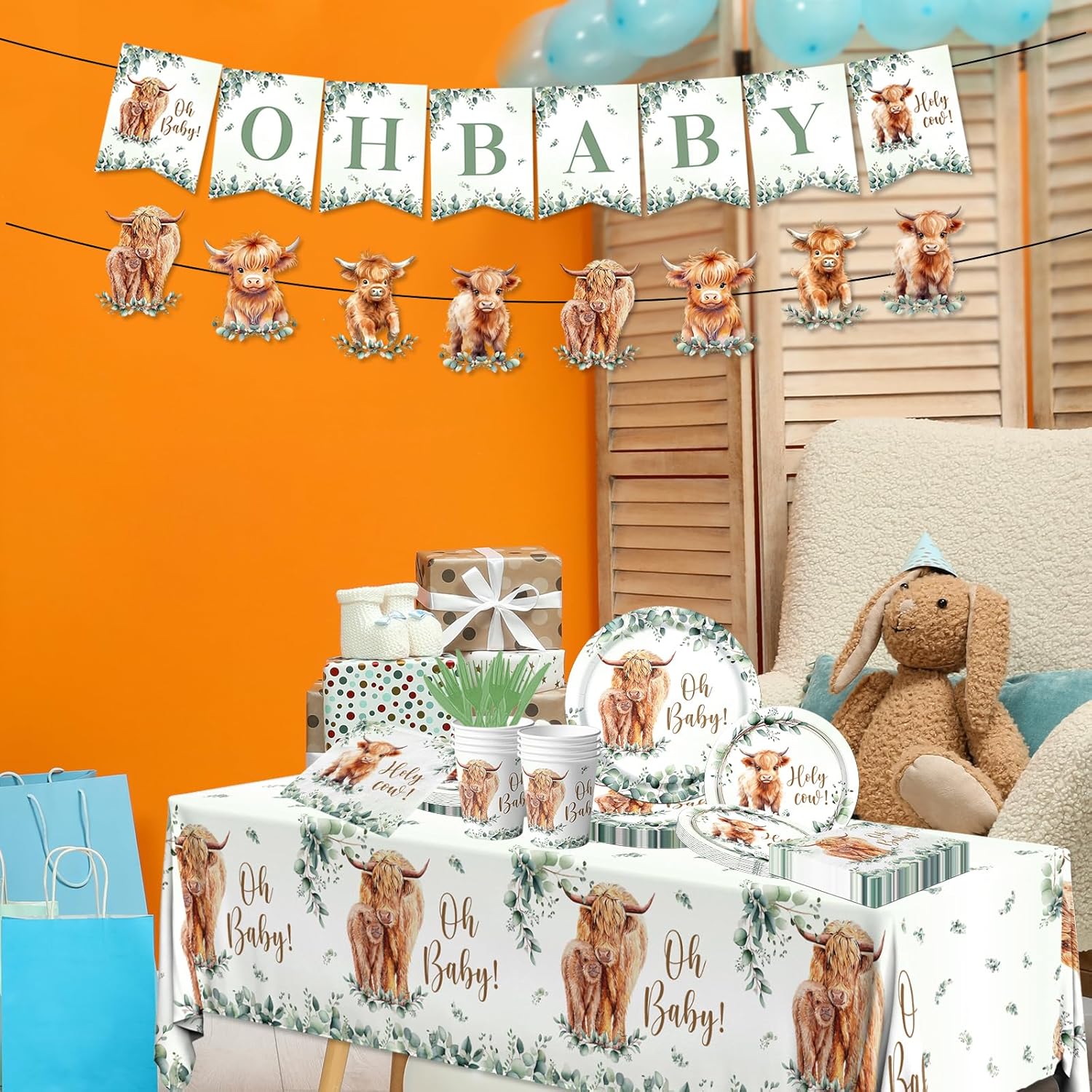 Highland Cow Birthday Decorations 142Pcs Party Set