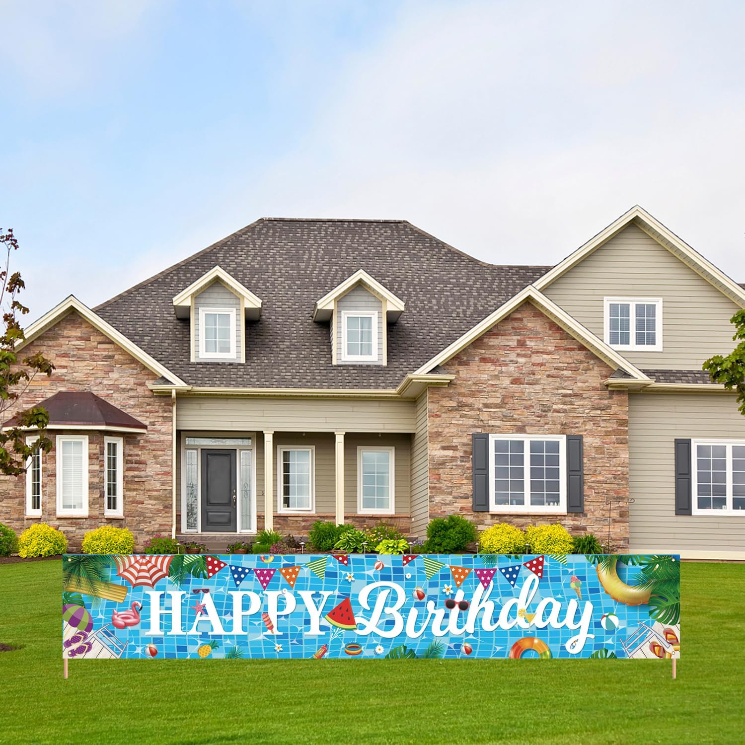 Aushenke Pool Birthday Banner 118 x 20 Inch