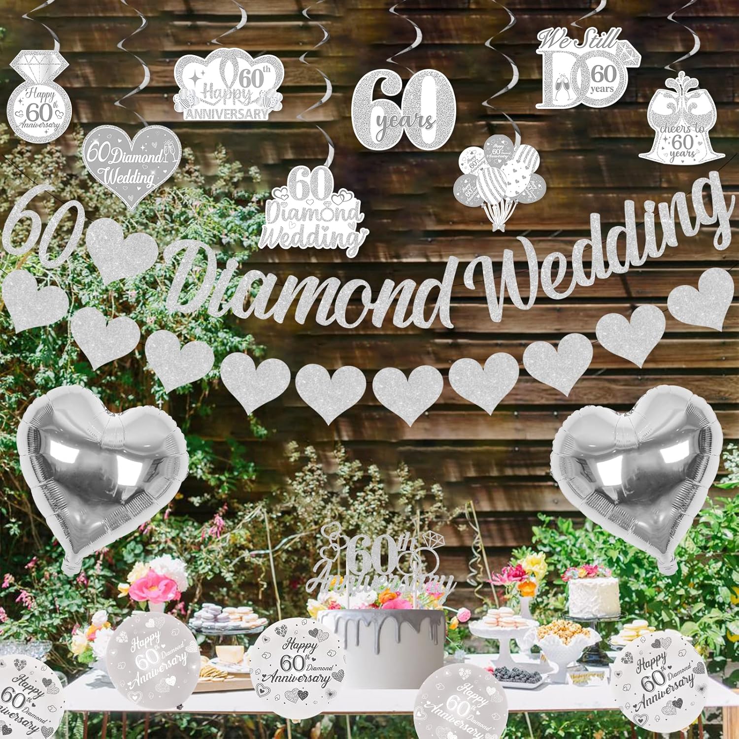 60th Diamond Anniversary Balloon Decor Set