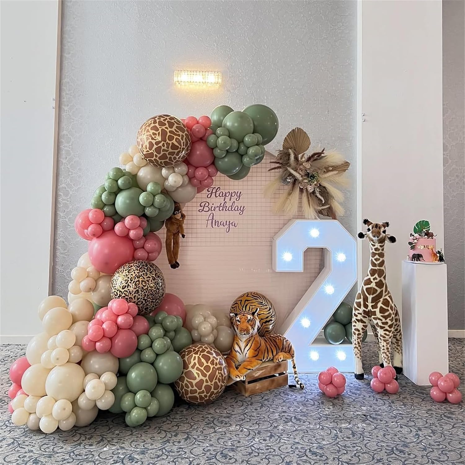 Pink Jungle Safari Balloons 60PCS Party Decorations