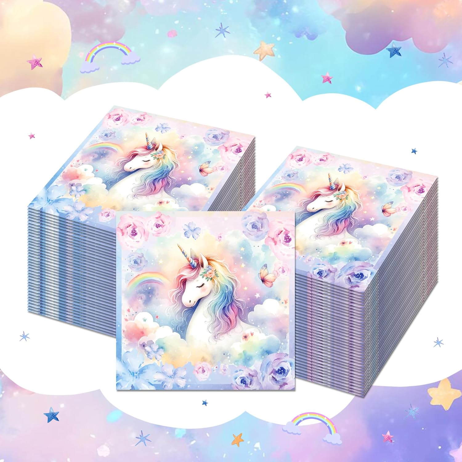 Unicorn Party Napkins 40PCS Rainbow Balloon Design