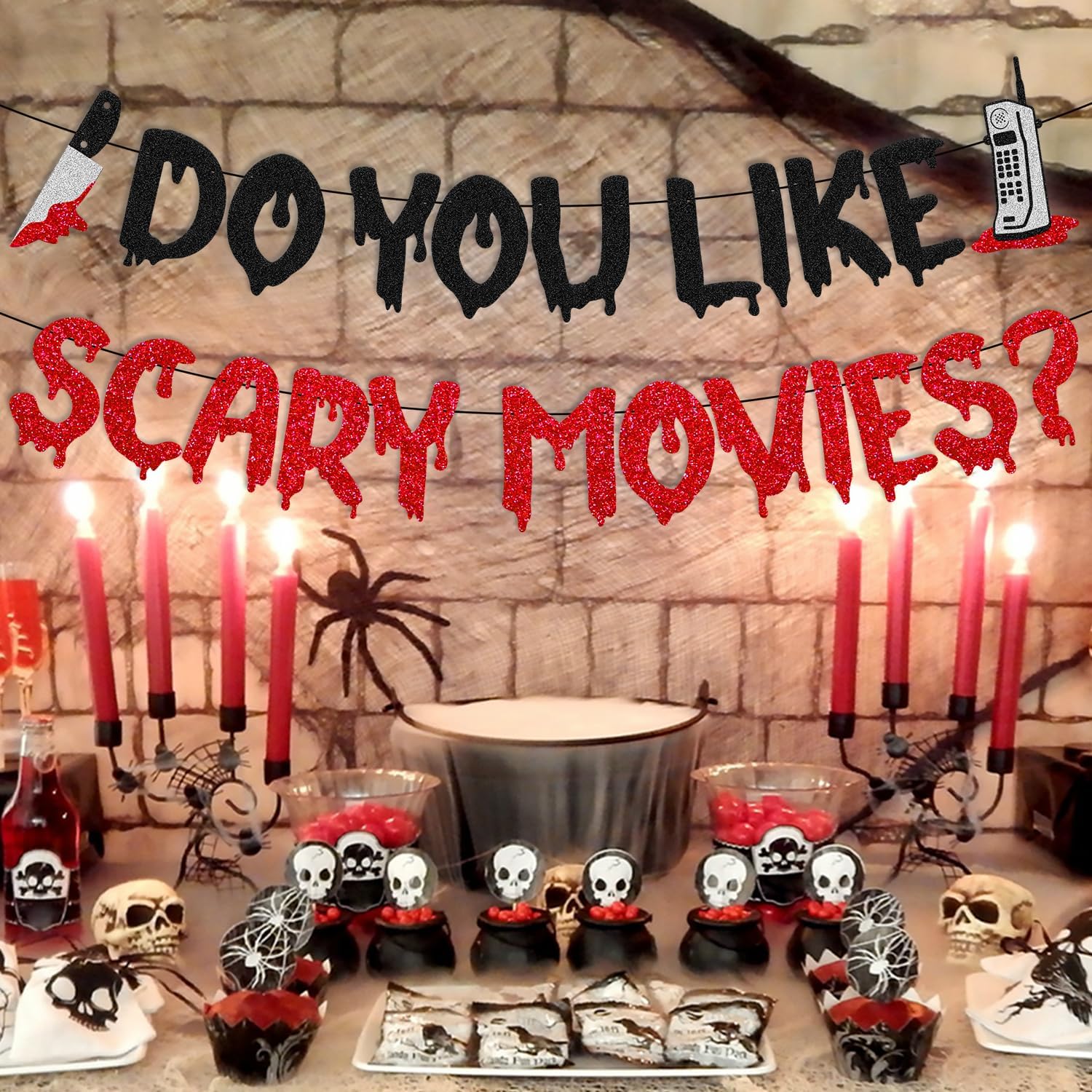 OKUSUN Movie Night Party Decor Banner Horror Theme