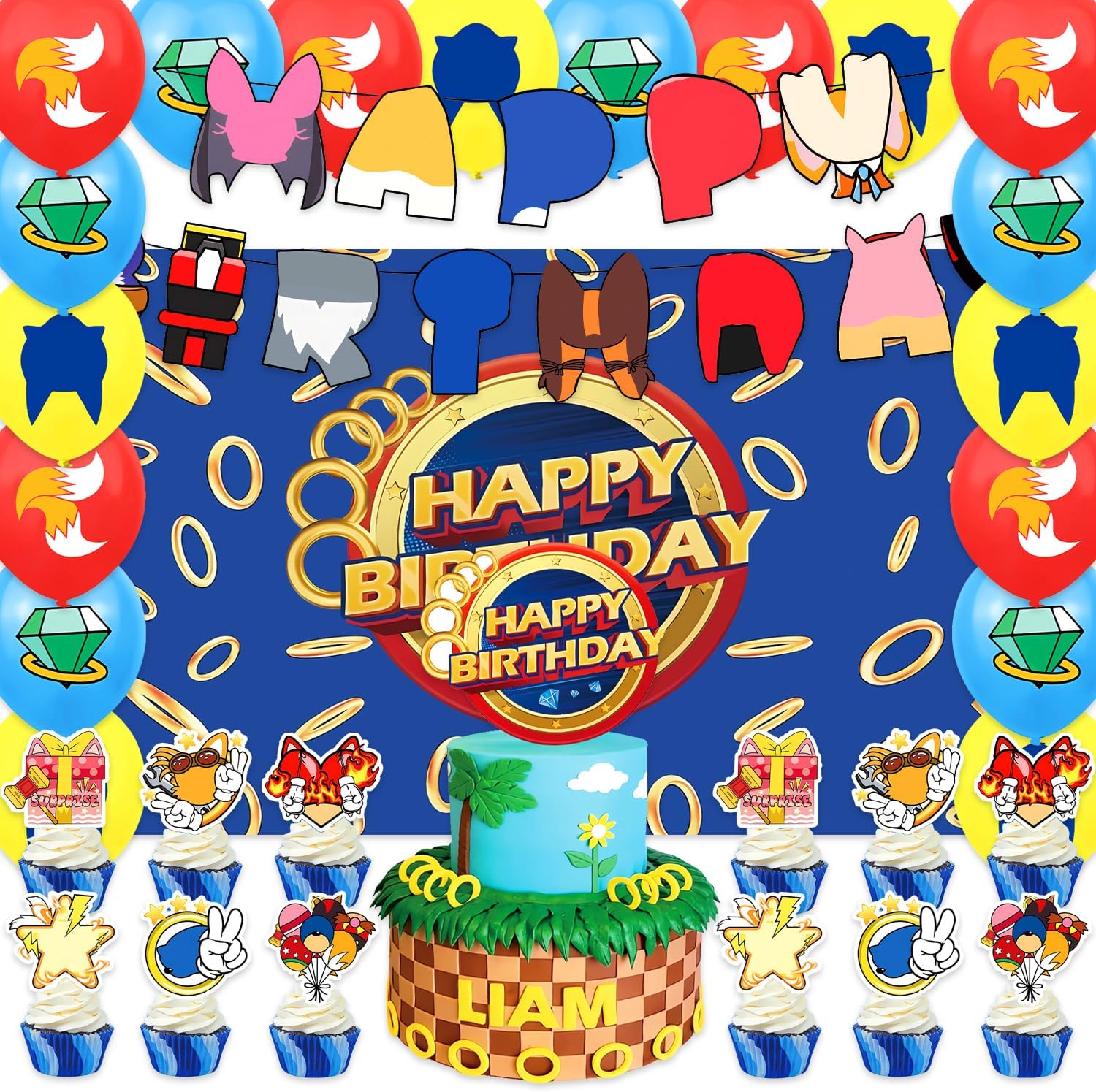 42Pcs Sonics Themed Party Supplies Pack