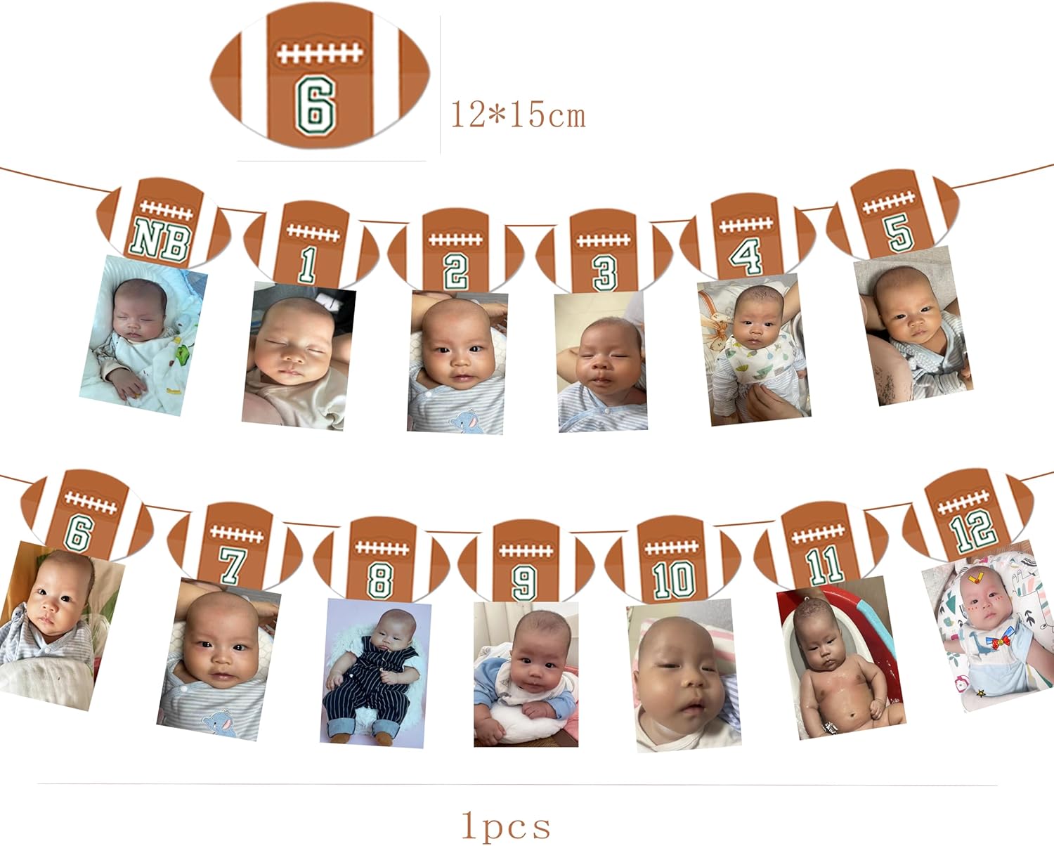 Football Birthday Photo Banner for Boys First Year Celebration