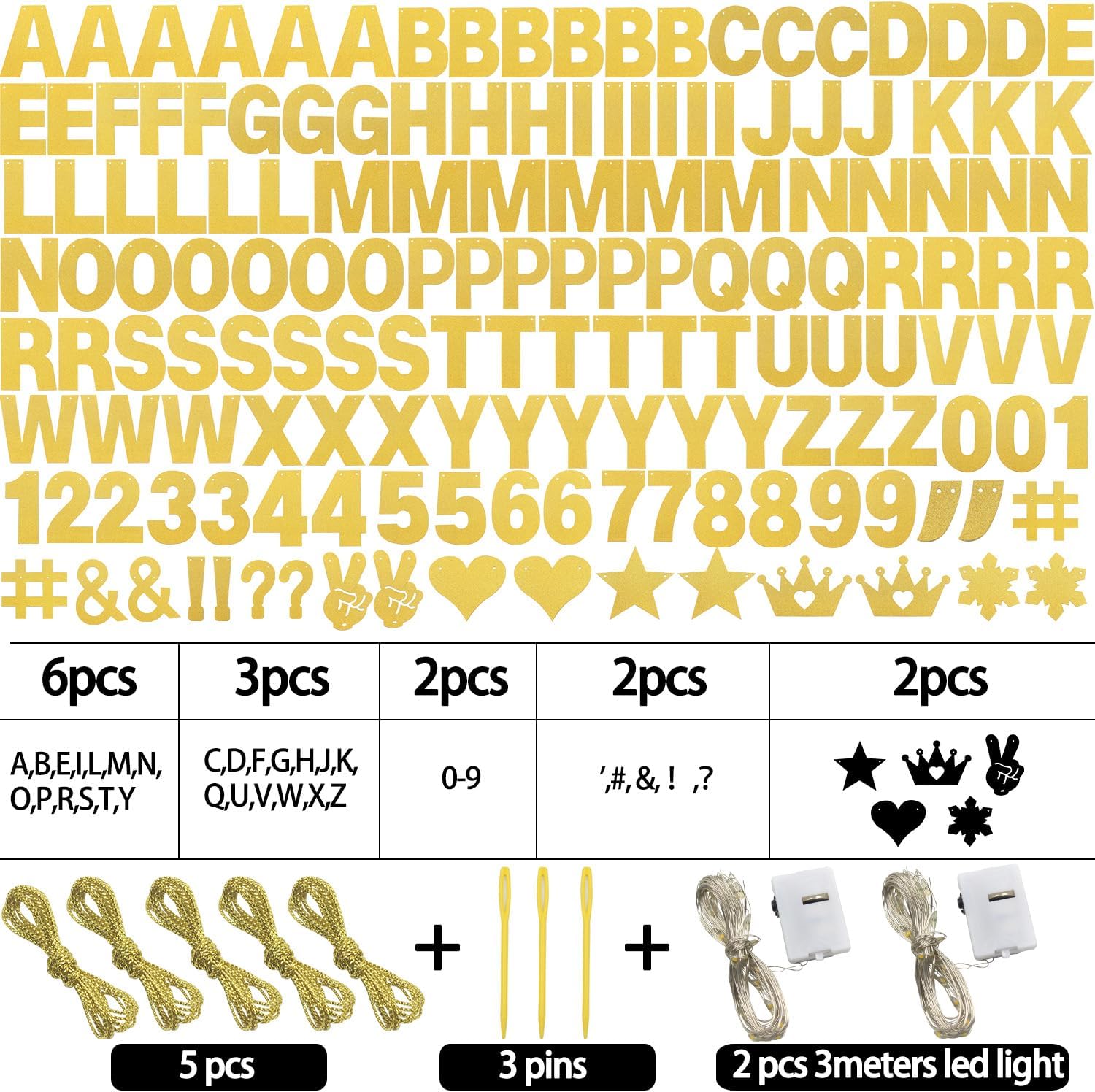 Glitter Gold Birthday Banner Kit DIY Decor 167 Pieces