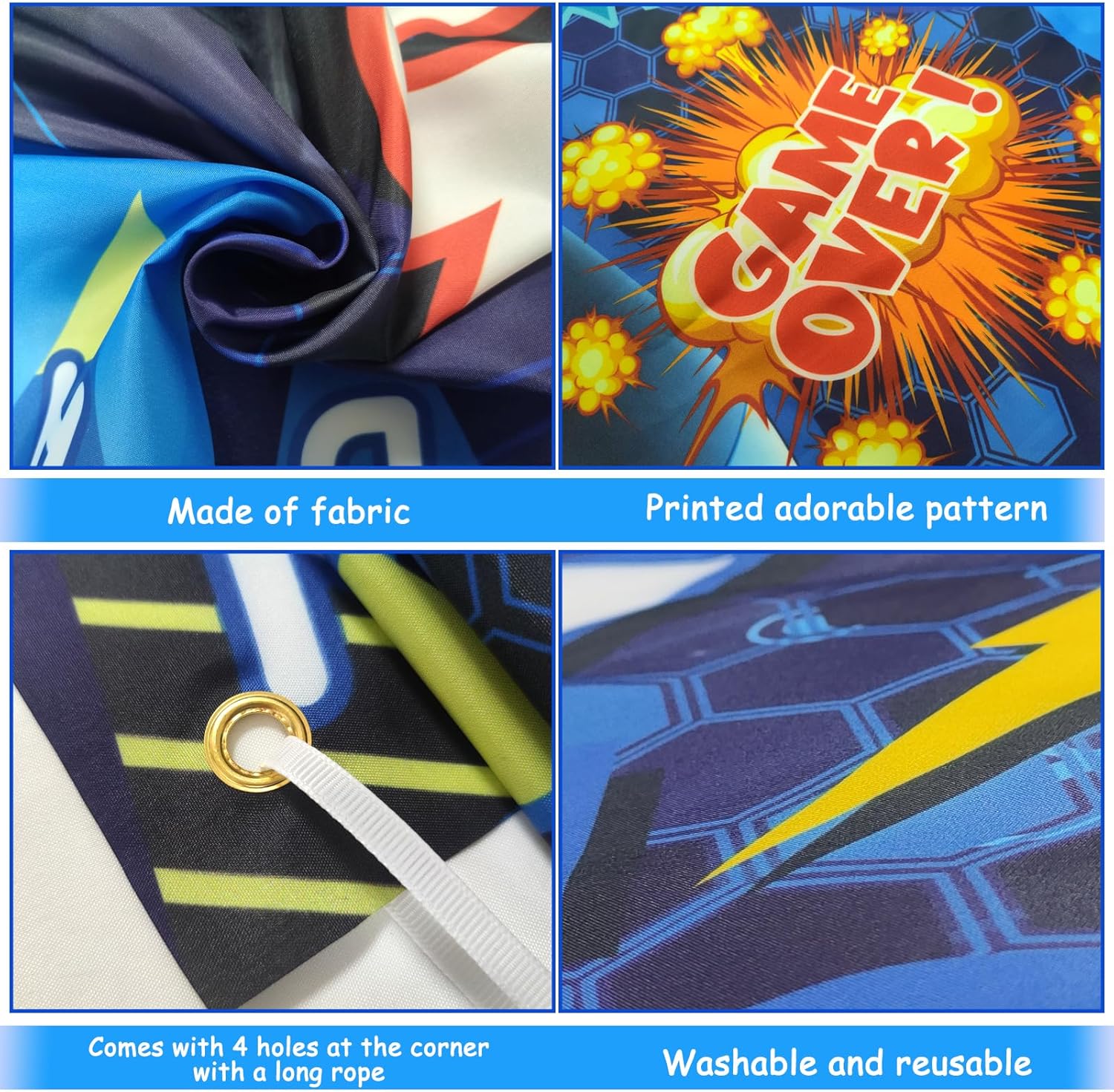 Vlipoeasn 9th Birthday Video Game Backdrop Banner
