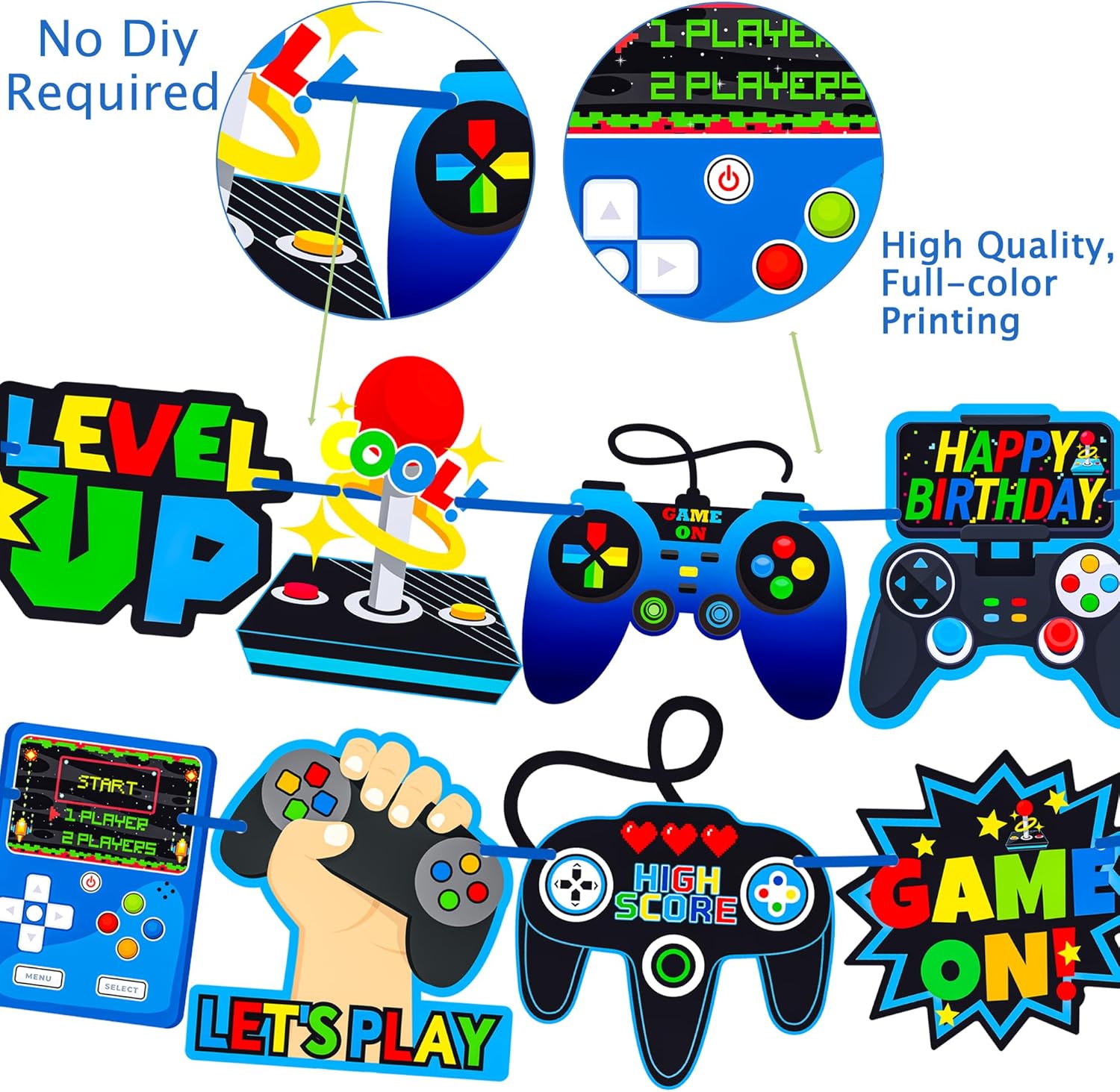 3pcs Video Game Controller Decor Banners for Kids Party