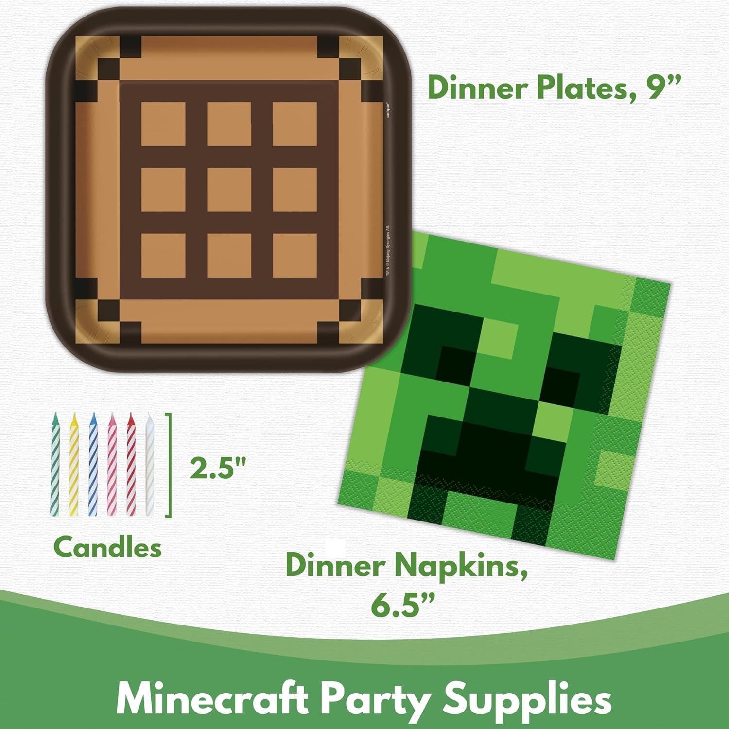 Unique 32 Minecraft Plates and Napkins Set