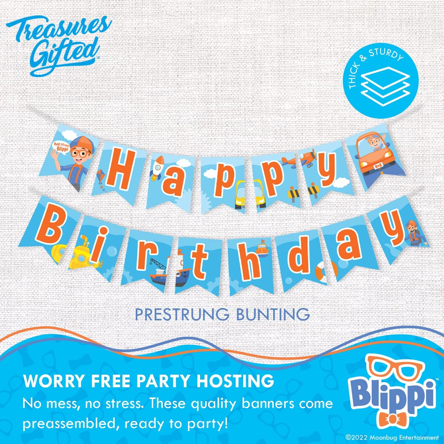 Treasures Gifted Blippi Birthday Banner Decor