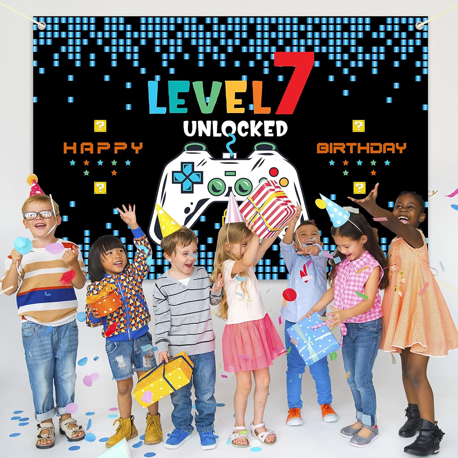 HAMIGAR 6x4ft Blue Birthday Banner Backdrop