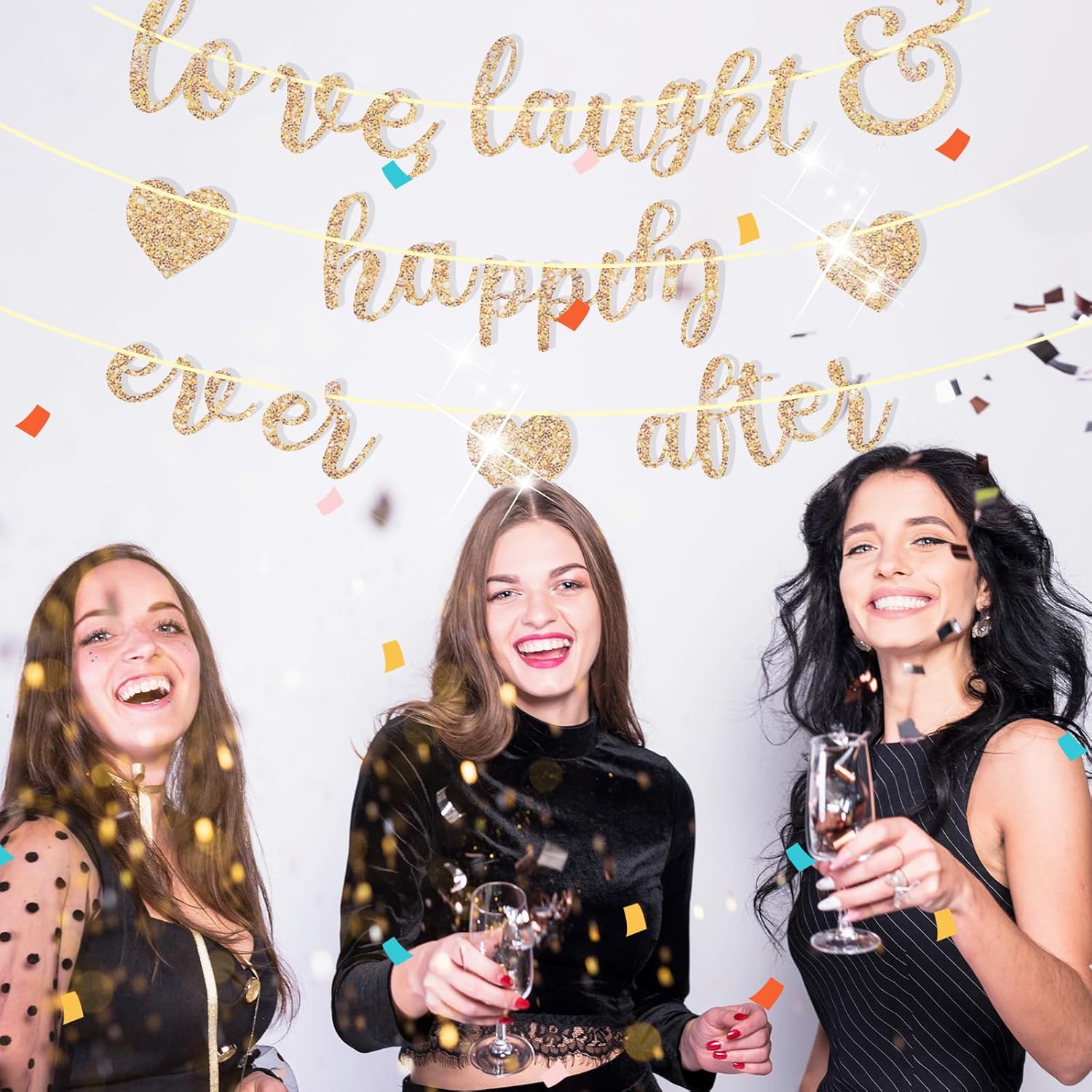 Sparkling Gold Glitter Bridal Shower Banner Reusable Engagement Sign