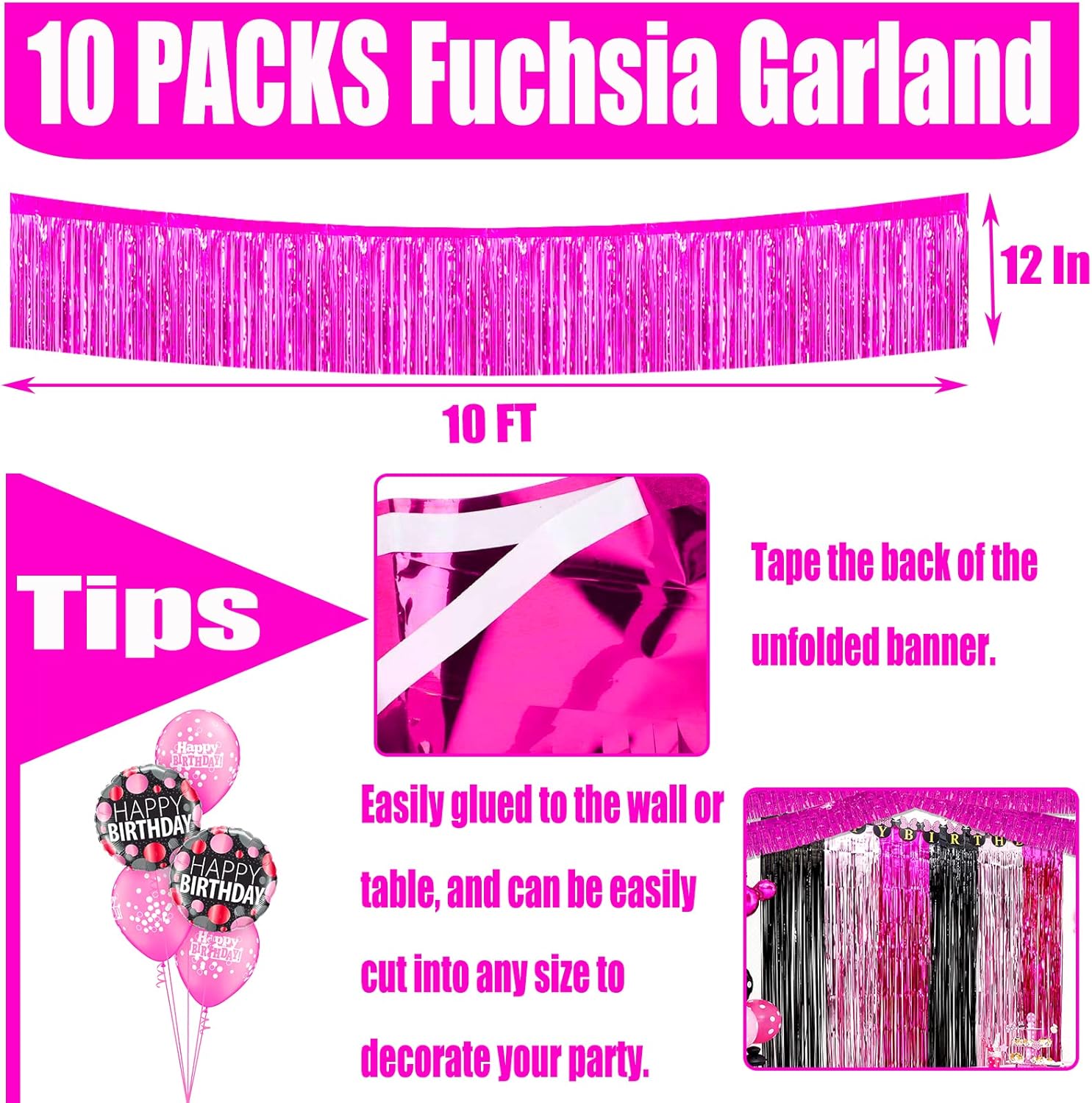 10 Pack 10 Feet Metallic Foil Garland