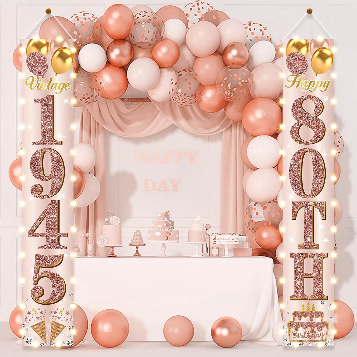 80th Birthday Door Banner with LED Light