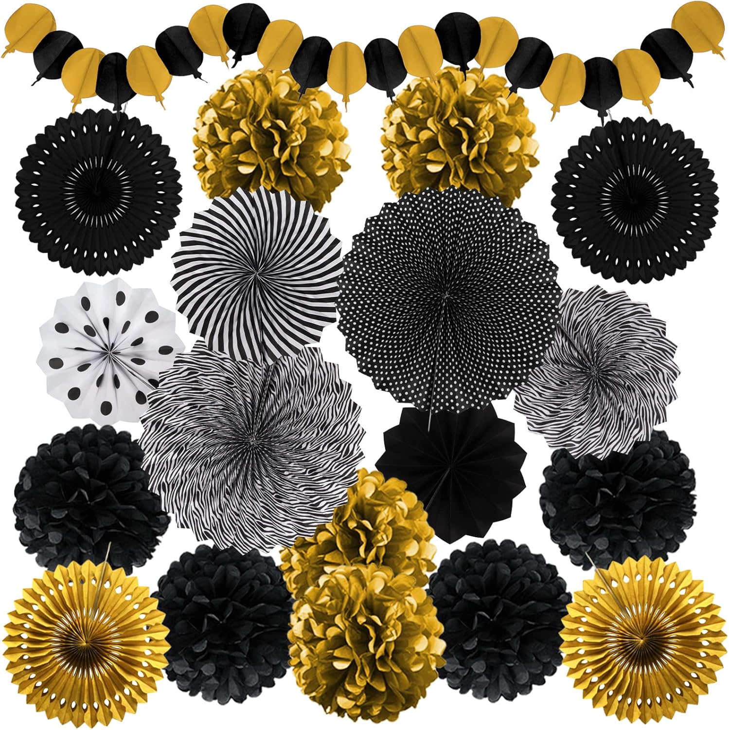 Black and Gold Party Decorations Set