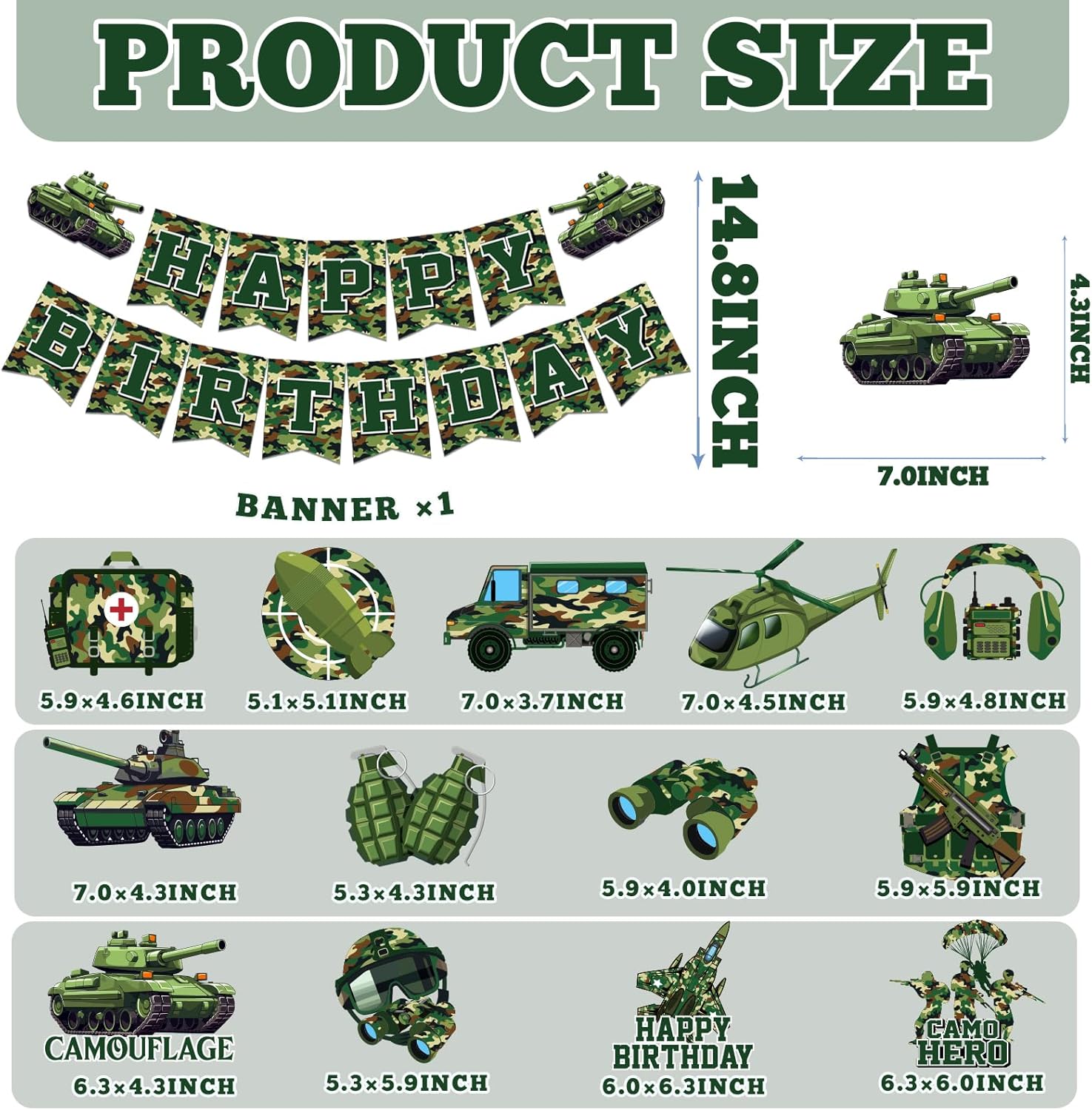 Camo Birthday Decorations for Boys Army Party Supplies
