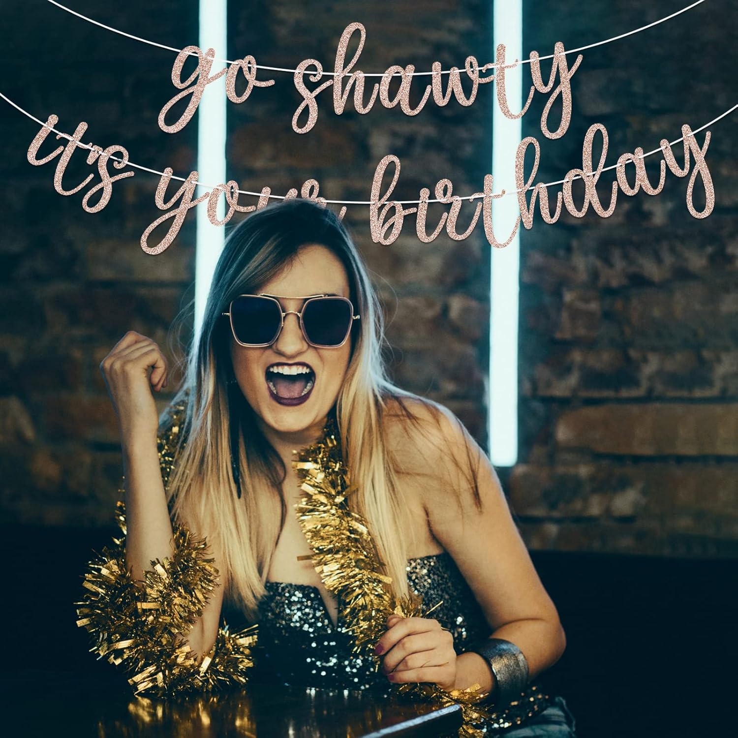 Go Shawty Its Your Birthday Banner - Rose Gold