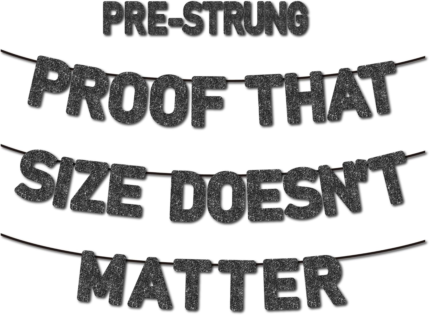 Pre-Strung Bachelor Party Banner with Black Glitter Paper