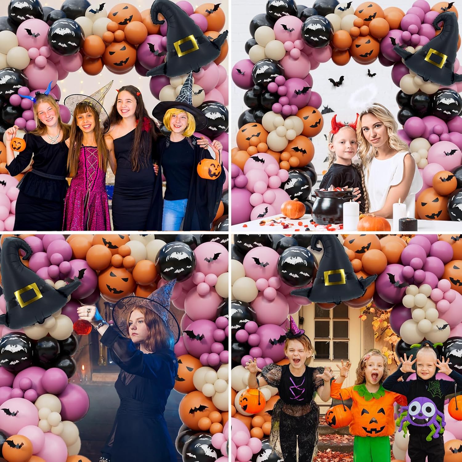 196Pcs Halloween Balloons Garland Arch Kit