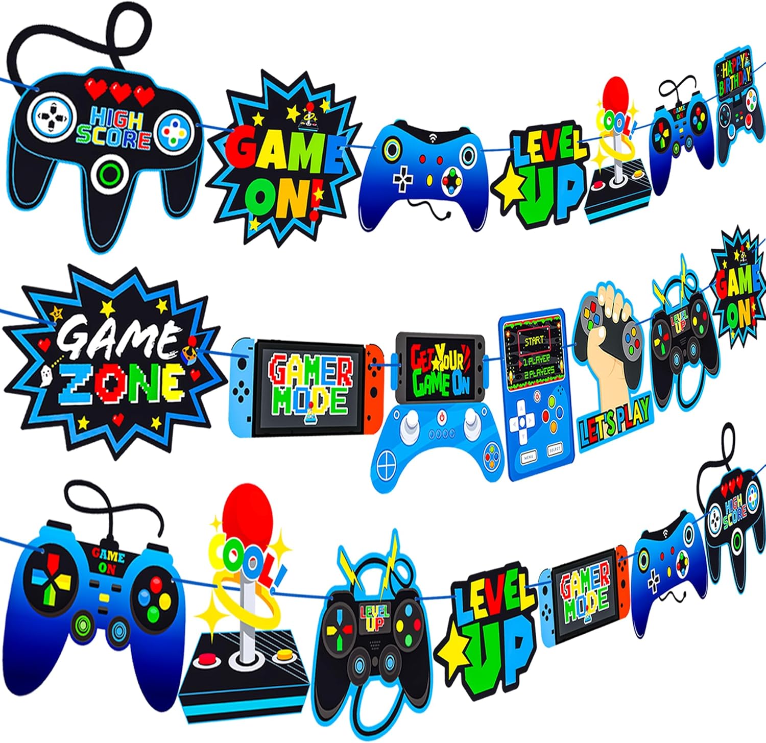 3pcs Video Game Controller Decor Banners for Kids Party