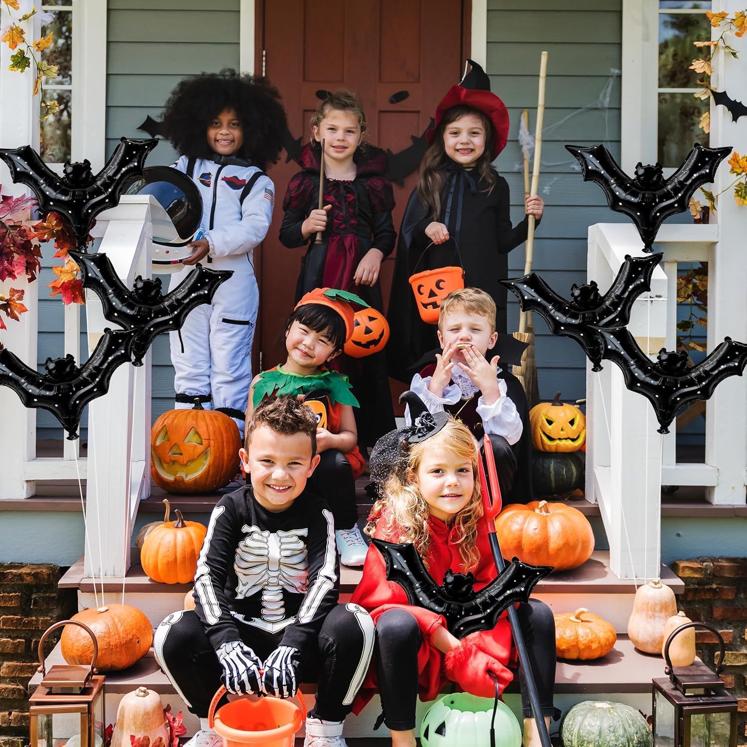 Cheerland Black Bat Balloons Halloween Decor 8pcs