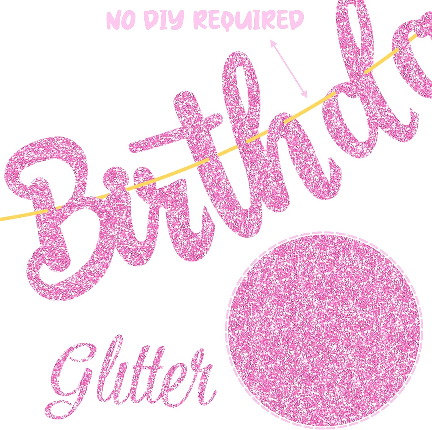 Pool Birthday Party Banners 2pcs Glitter Pink Hawaii Decorations