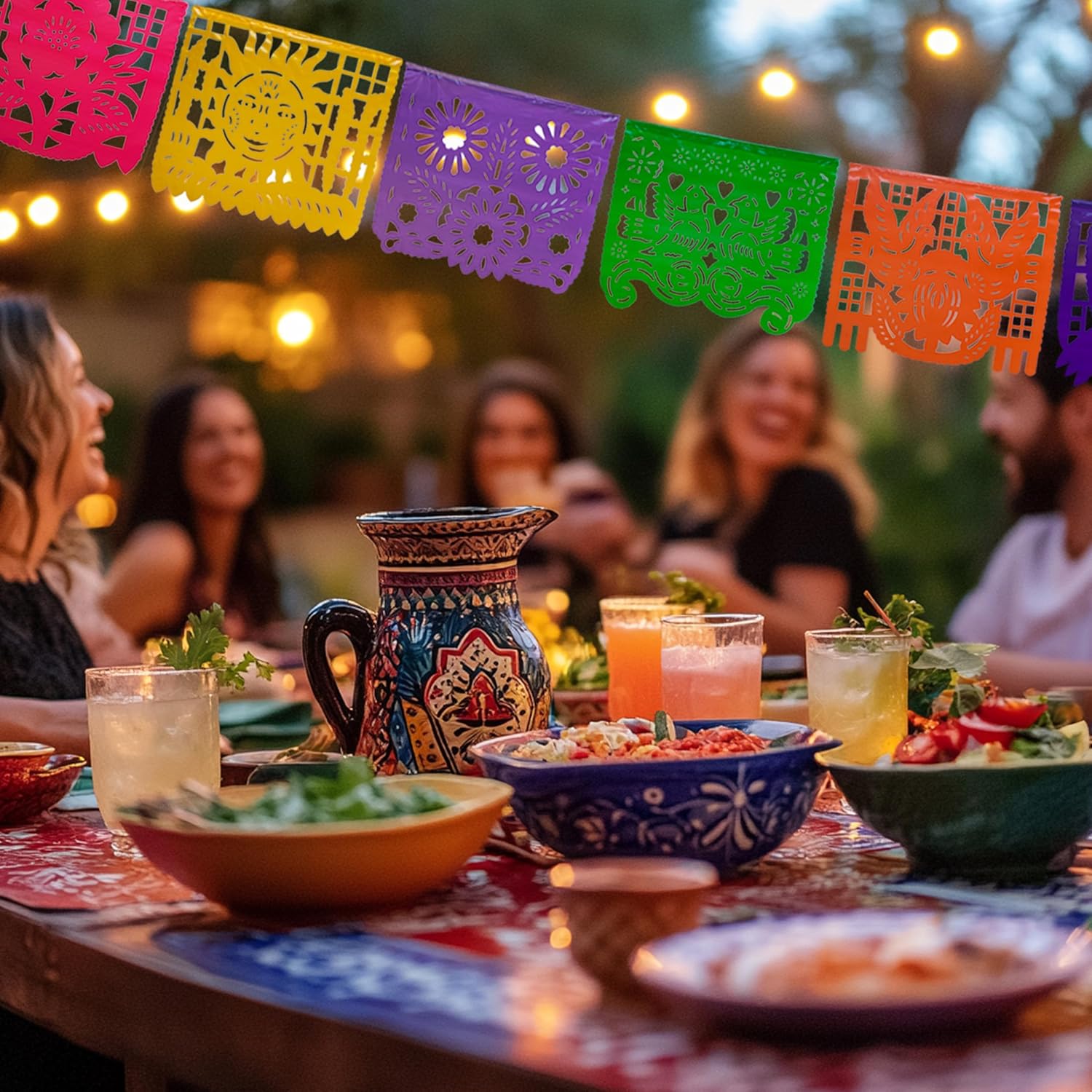 Mexican Party Banners 5 Pack with 10 Plastic Flags