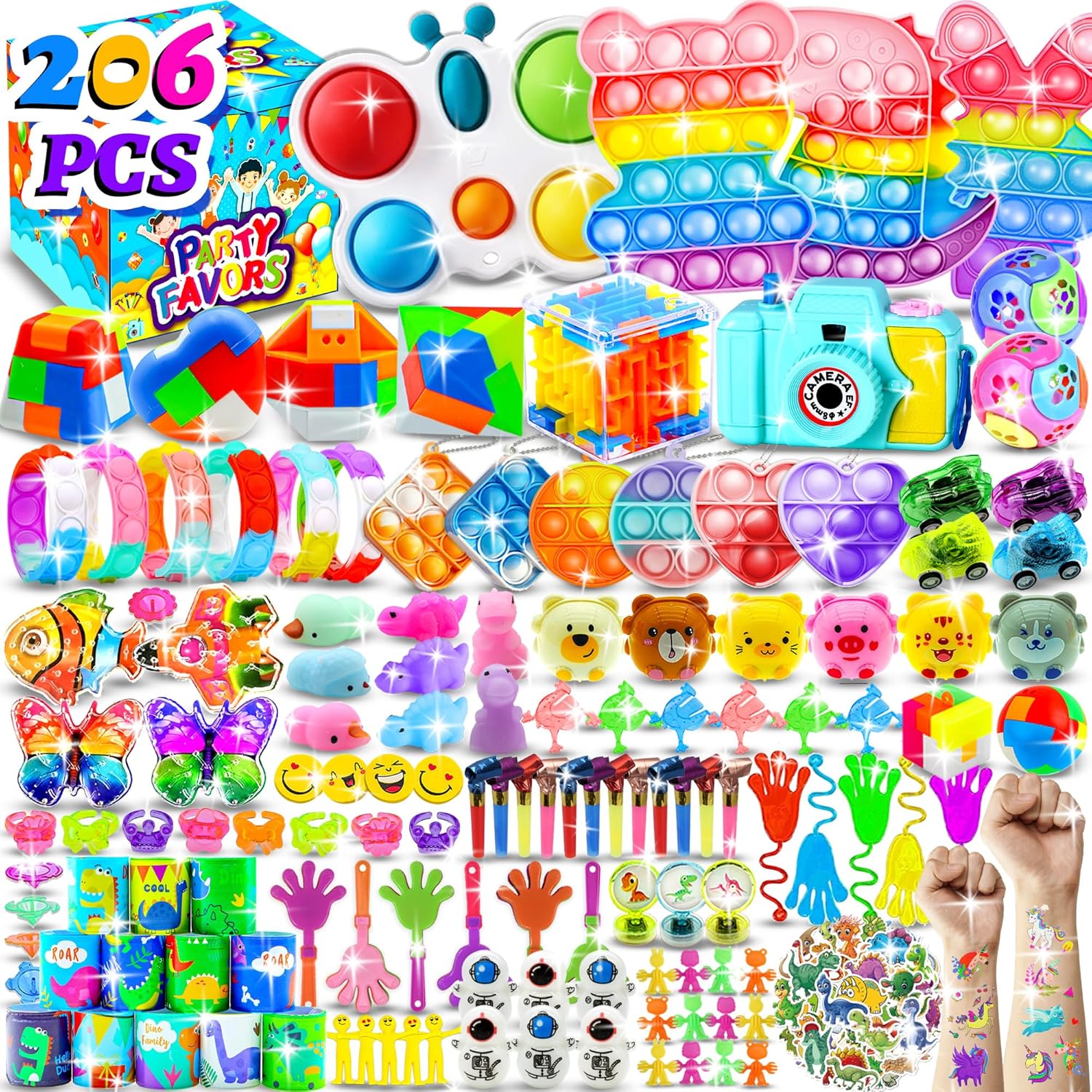 HOLILURE 206 PCS Kids Party Favors Fidget Toy Pack