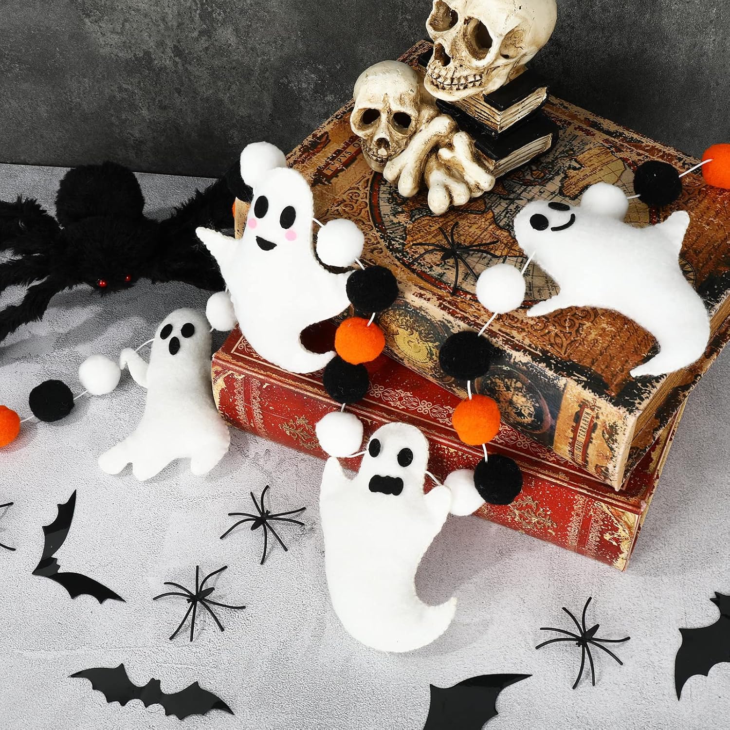 Whaline Halloween Ghost Banner with Oranges and Balls