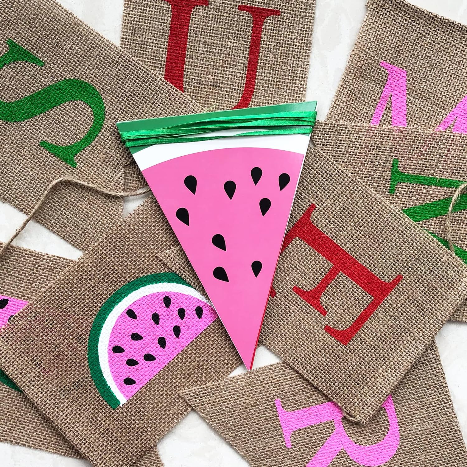 Uniwish Summer Watermelon Banner Garland Decor Set