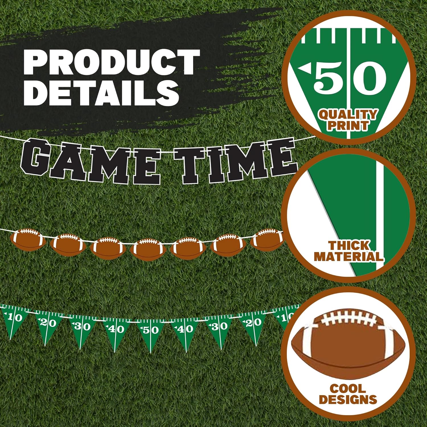 ArtCreativity Football Banner Decoration Set of 3
