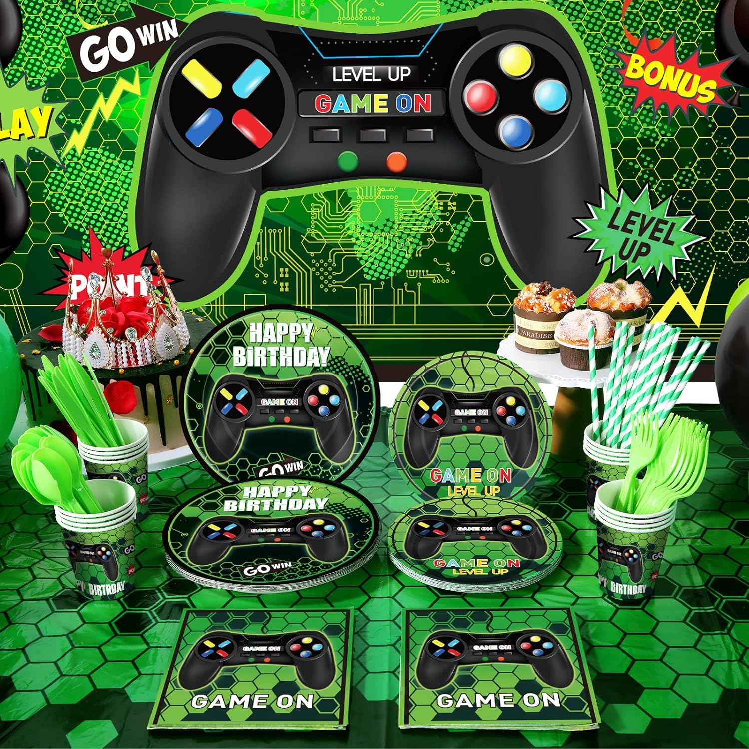 Tatuo 152 Piece Video Game Party Decor Set