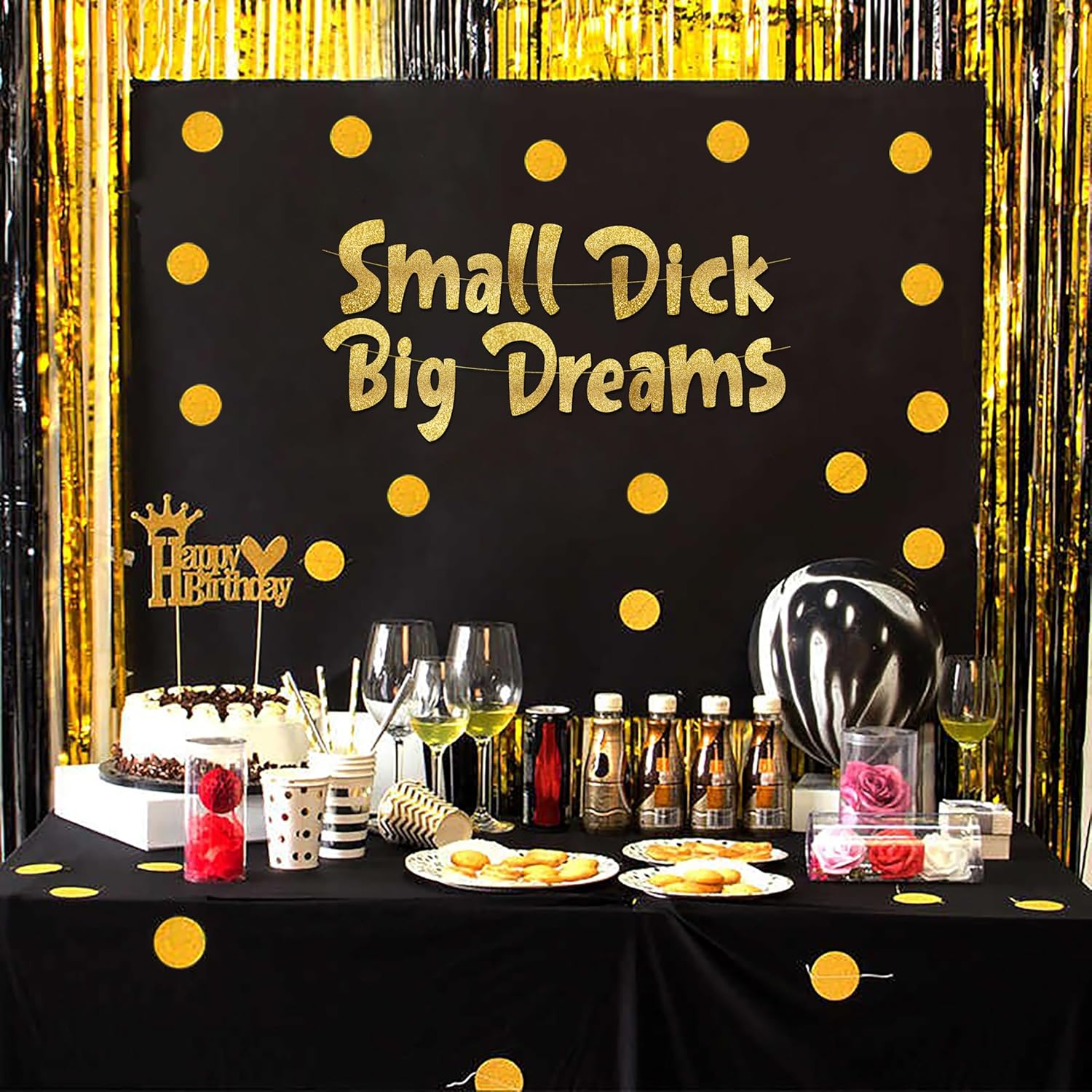 Funny Bachelor and Bachelorette Party Gold Glitter Banner