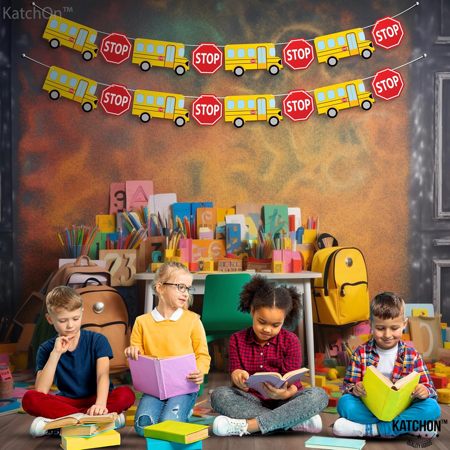 KatchOn Back to School Bus Banner 10 Feet Ready to Hang