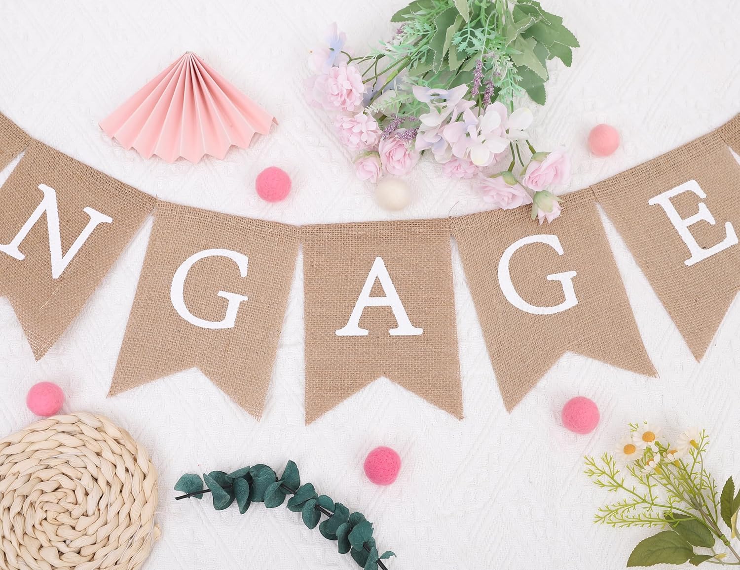 Rustic Engagement Burlap Banner for Bridal Shower