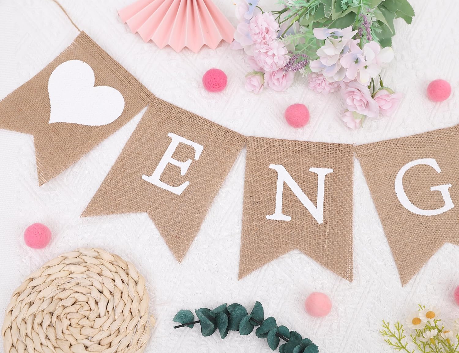 Rustic Engagement Burlap Banner for Bridal Shower