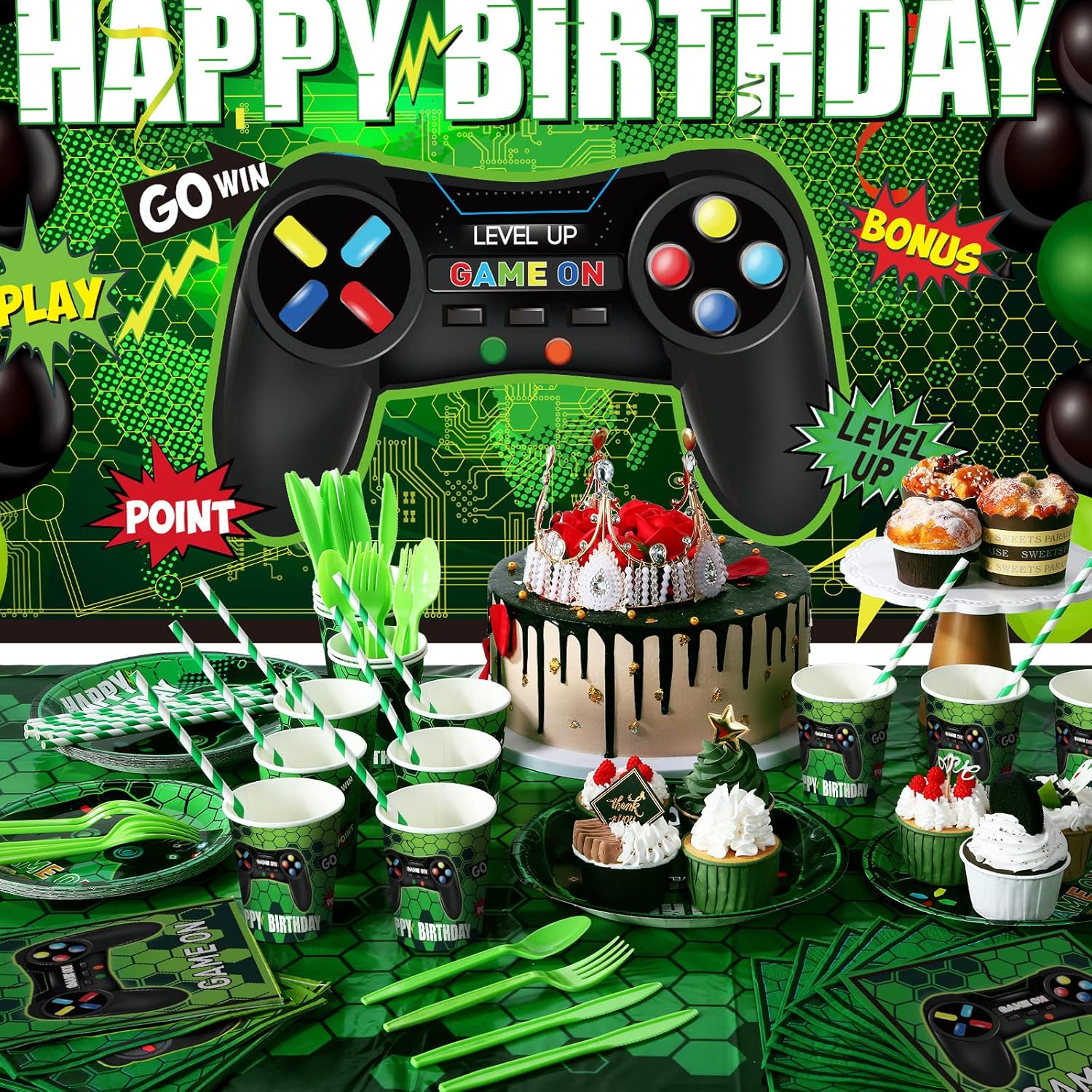 Tatuo 152 Piece Video Game Party Decor Set