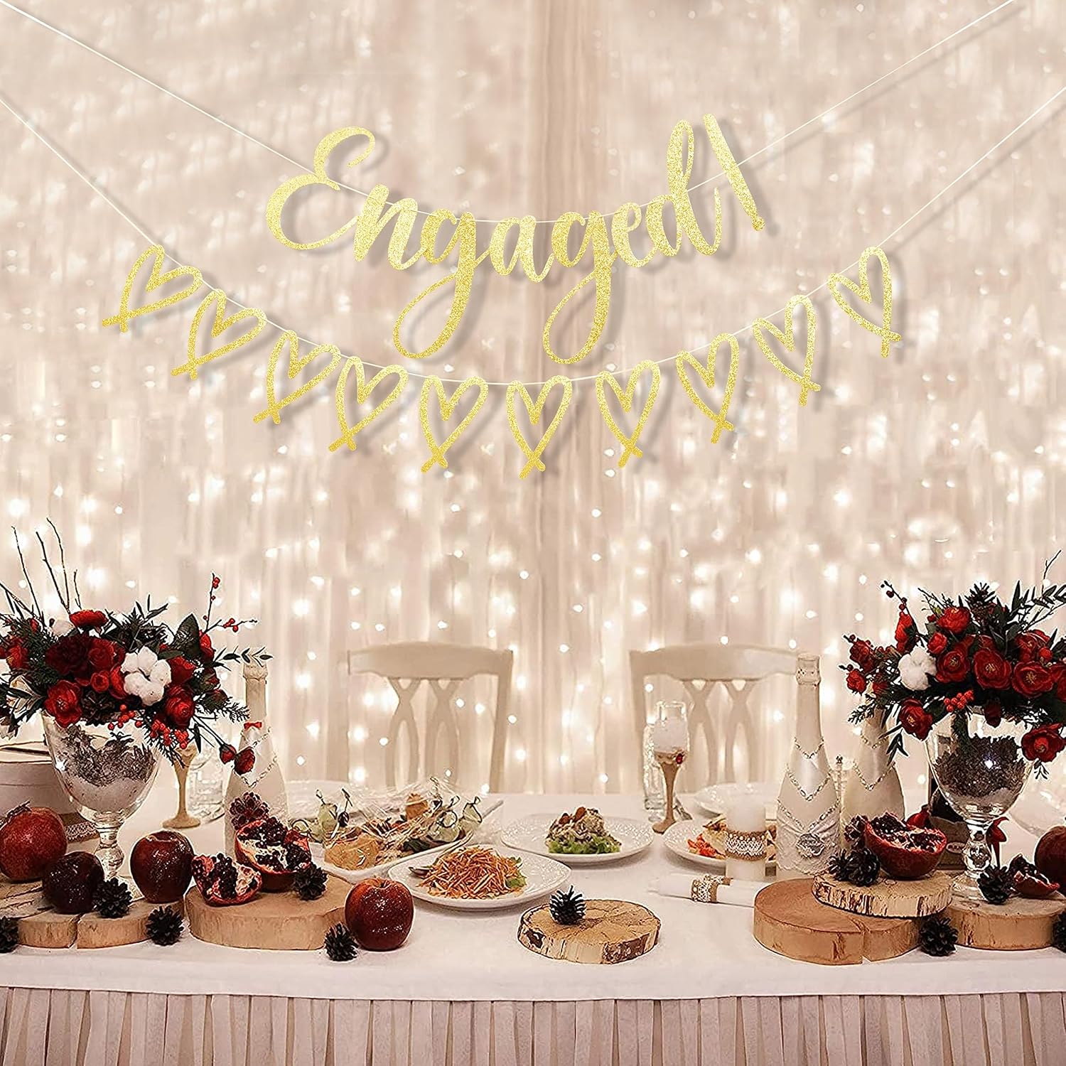 Happy Engagement Banner - Gold Glitter Bride To Be Decor