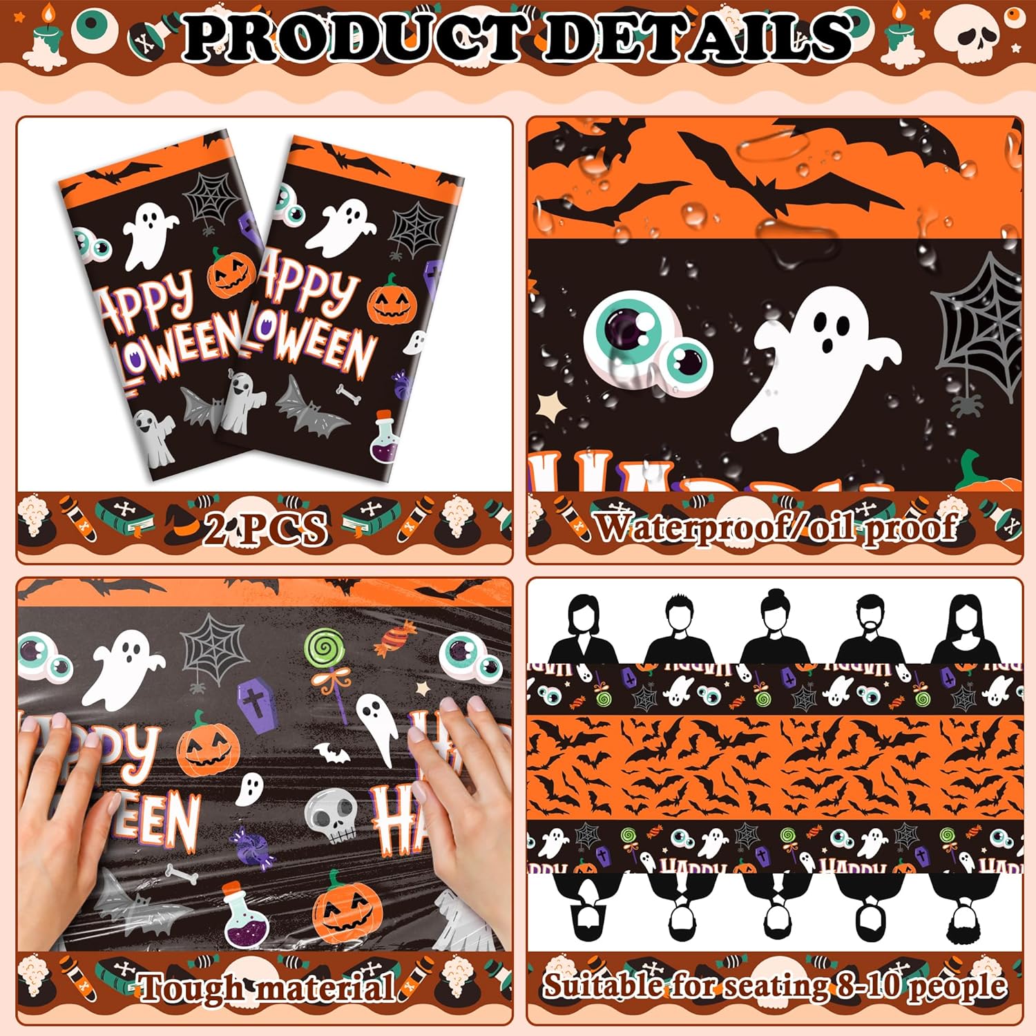 OHOME Halloween Tablecloth Set 2 Pack