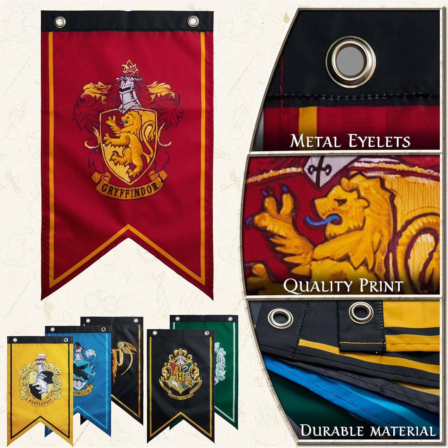 Harry Potter Party Decorations 6 Banners Hogwarts Flags