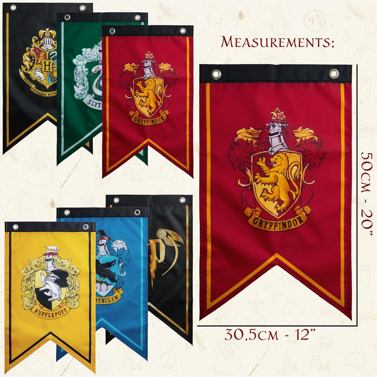 Harry Potter Party Decorations 6 Banners Hogwarts Flags