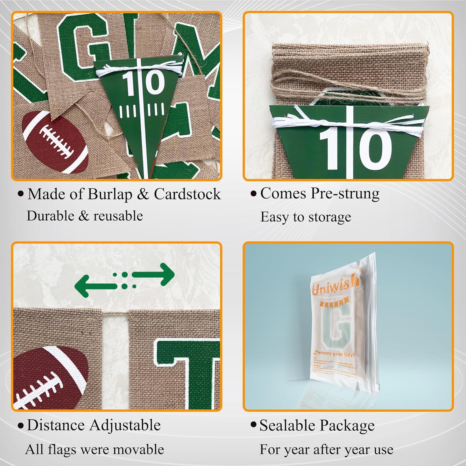 Uniwish Football Field Banner Party Decorations