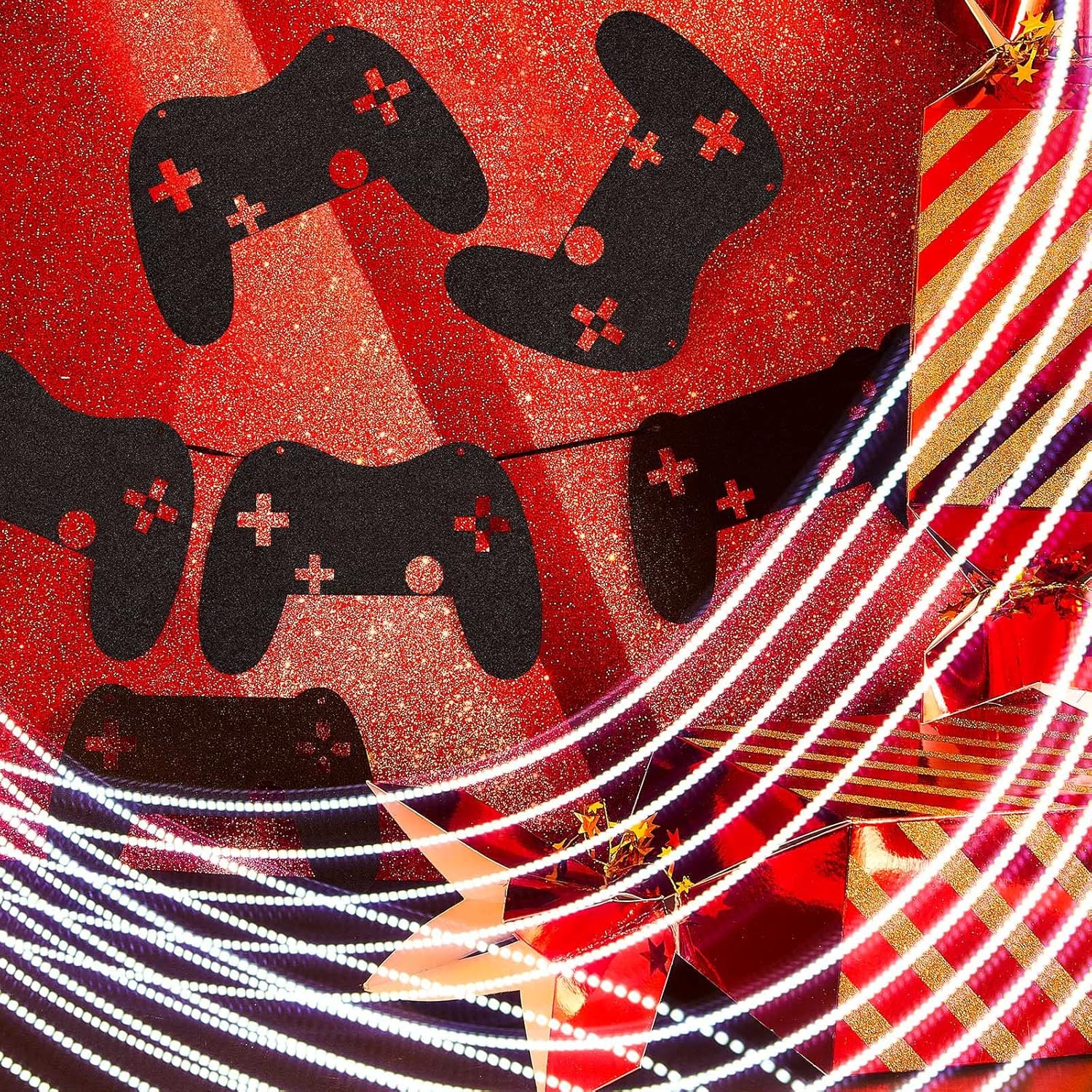 Marspark 2 Pcs Video Game Controller Garland for Birthday Party