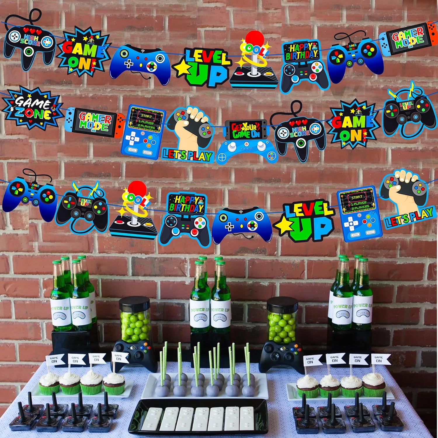 3pcs Video Game Controller Decor Banners for Kids Party