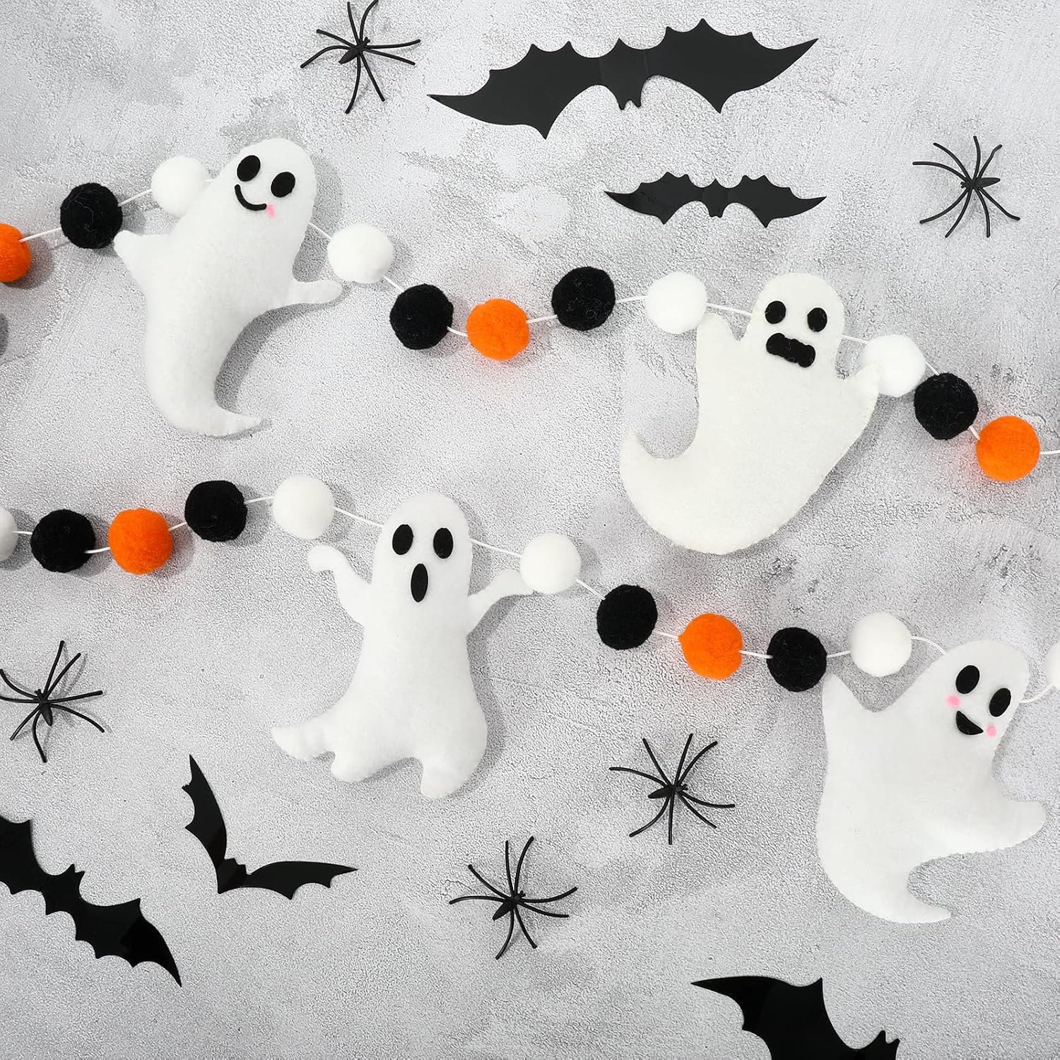 Whaline Halloween Ghost Banner with Oranges and Balls