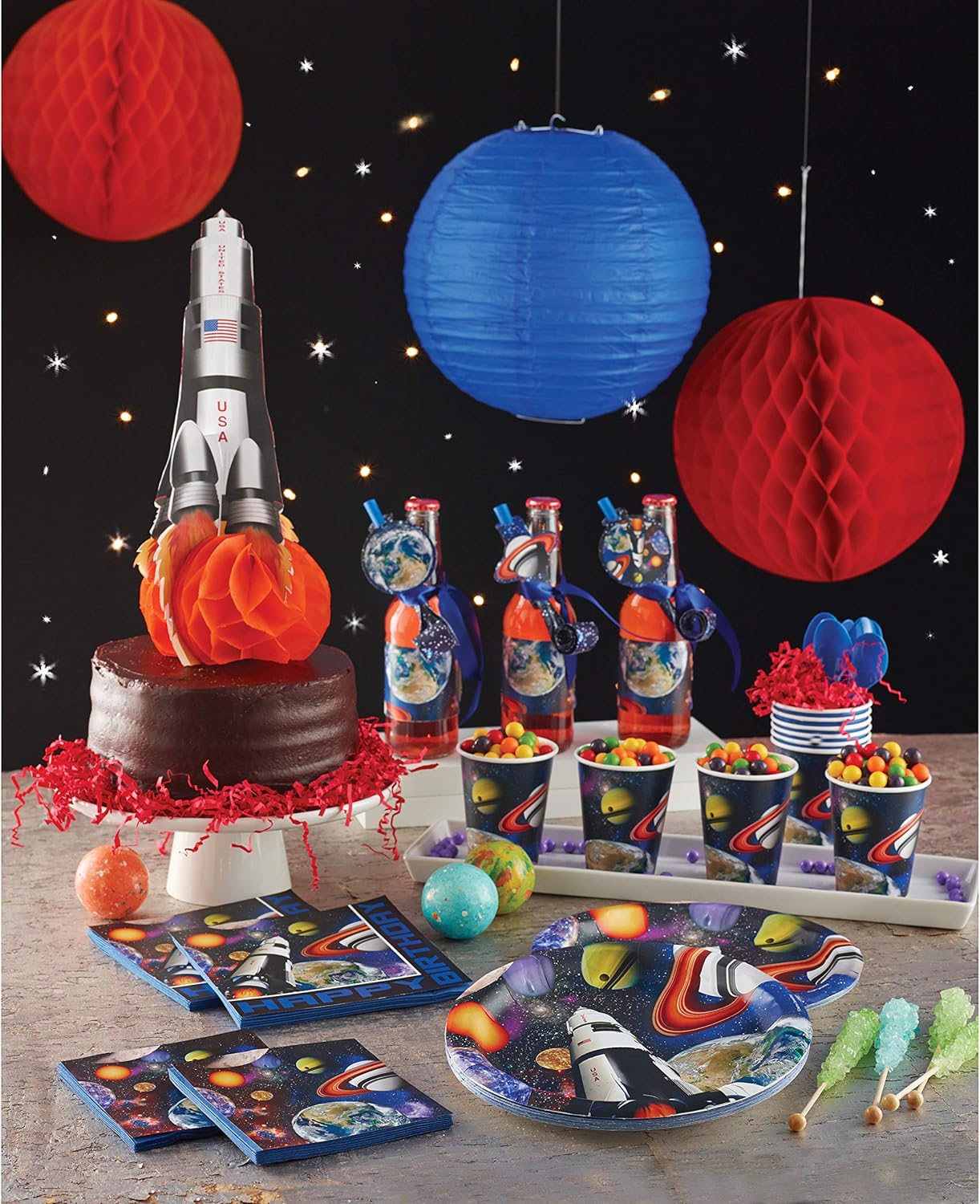 Creative Converting Space Blast Tablecover 54x108 Black